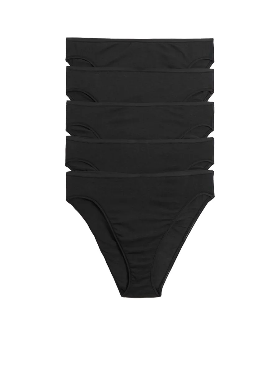 MARKS & SPENCER Women Knickers High Waisted High Leg 5 pk