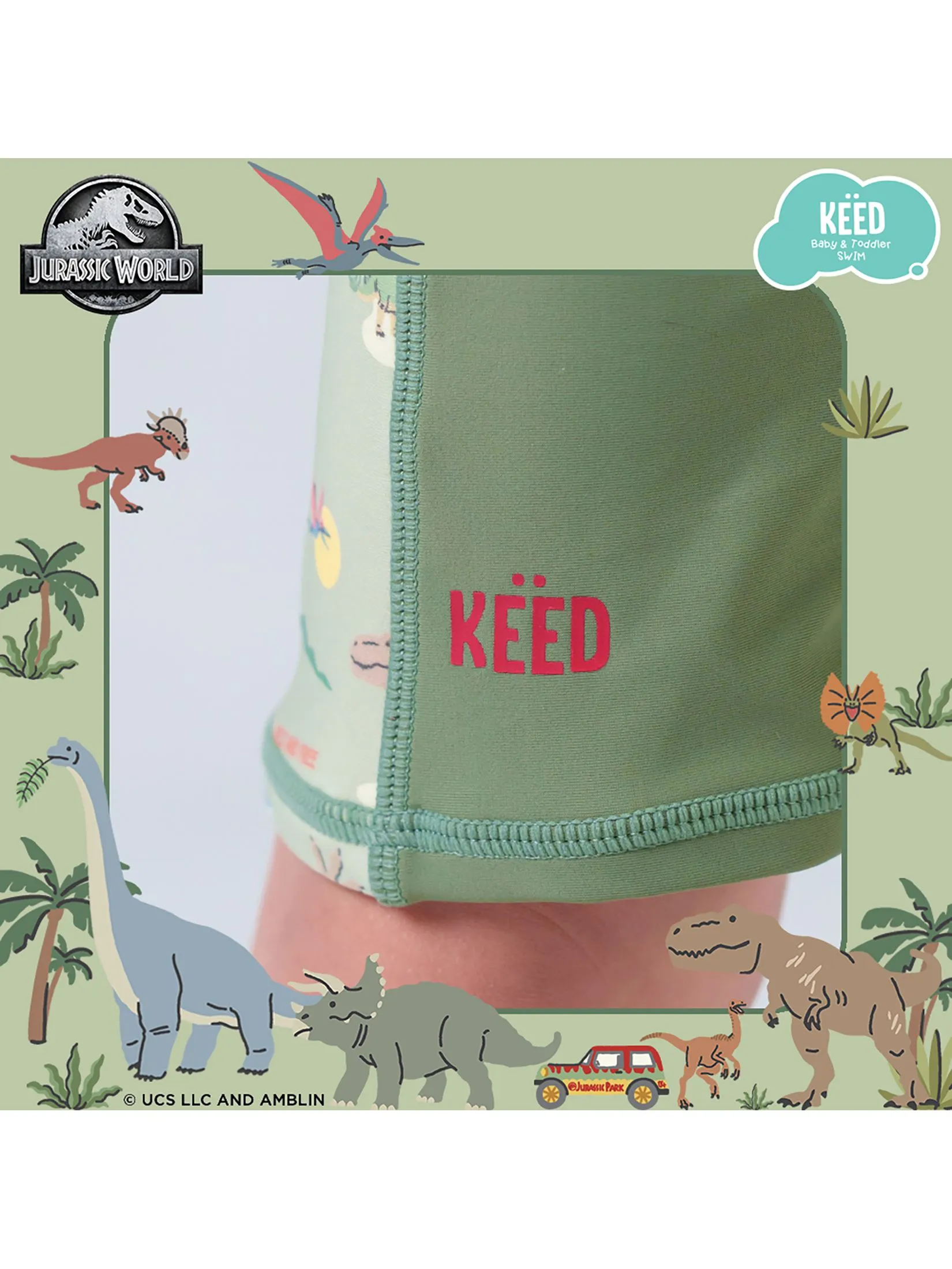 KEED Boy Swimsuit Long Sleeves Jurassic World Khaki Green