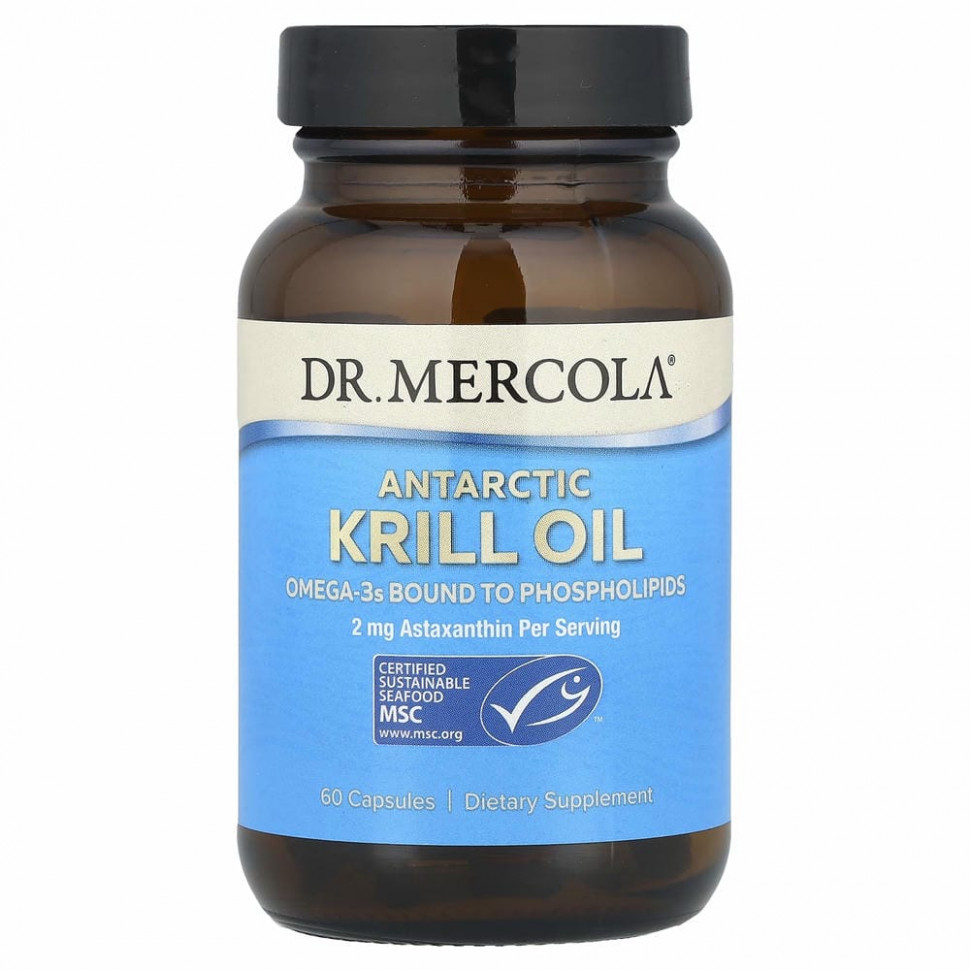 Dr. Mercola, Жир антарктического криля, 60 капсул - MCL-01026-180 шт.