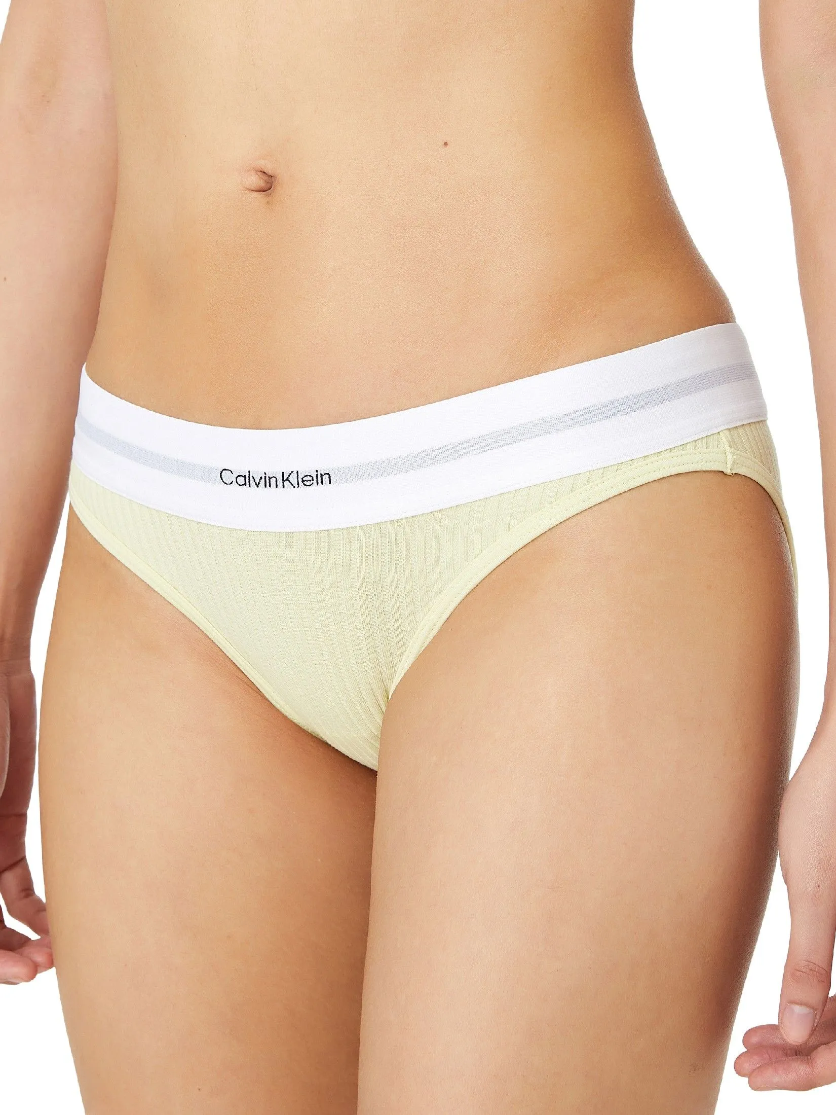 CALVIN KLEIN Women's Cotton Modal Stretch Rib Bikini Lemon Yellow