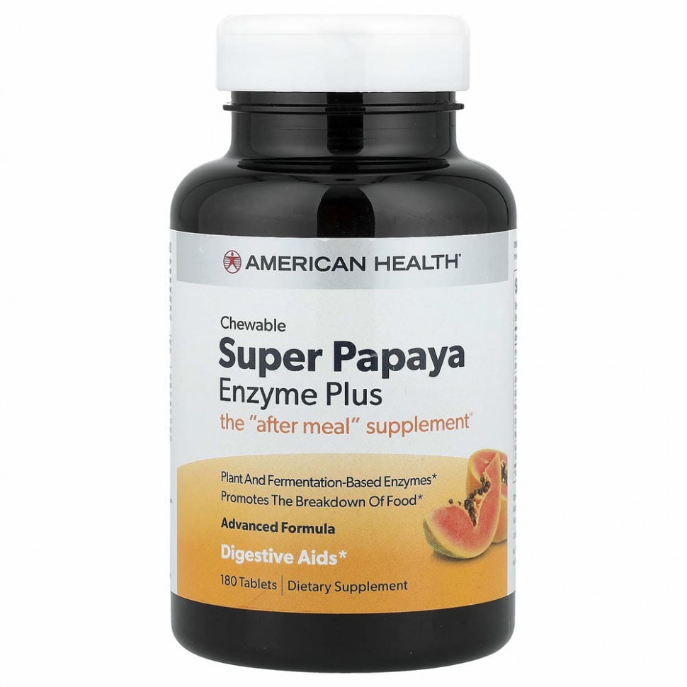 American Health, Super Papaya Enzyme Plus, 180 жевательных таблеток