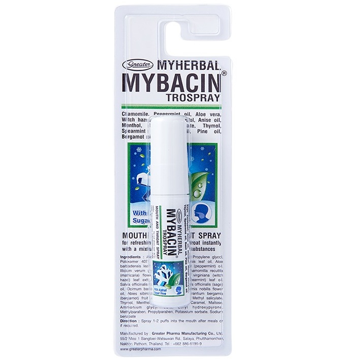 Спрей от боли в горле с охлаждающим эффектом Mybacin Trospray