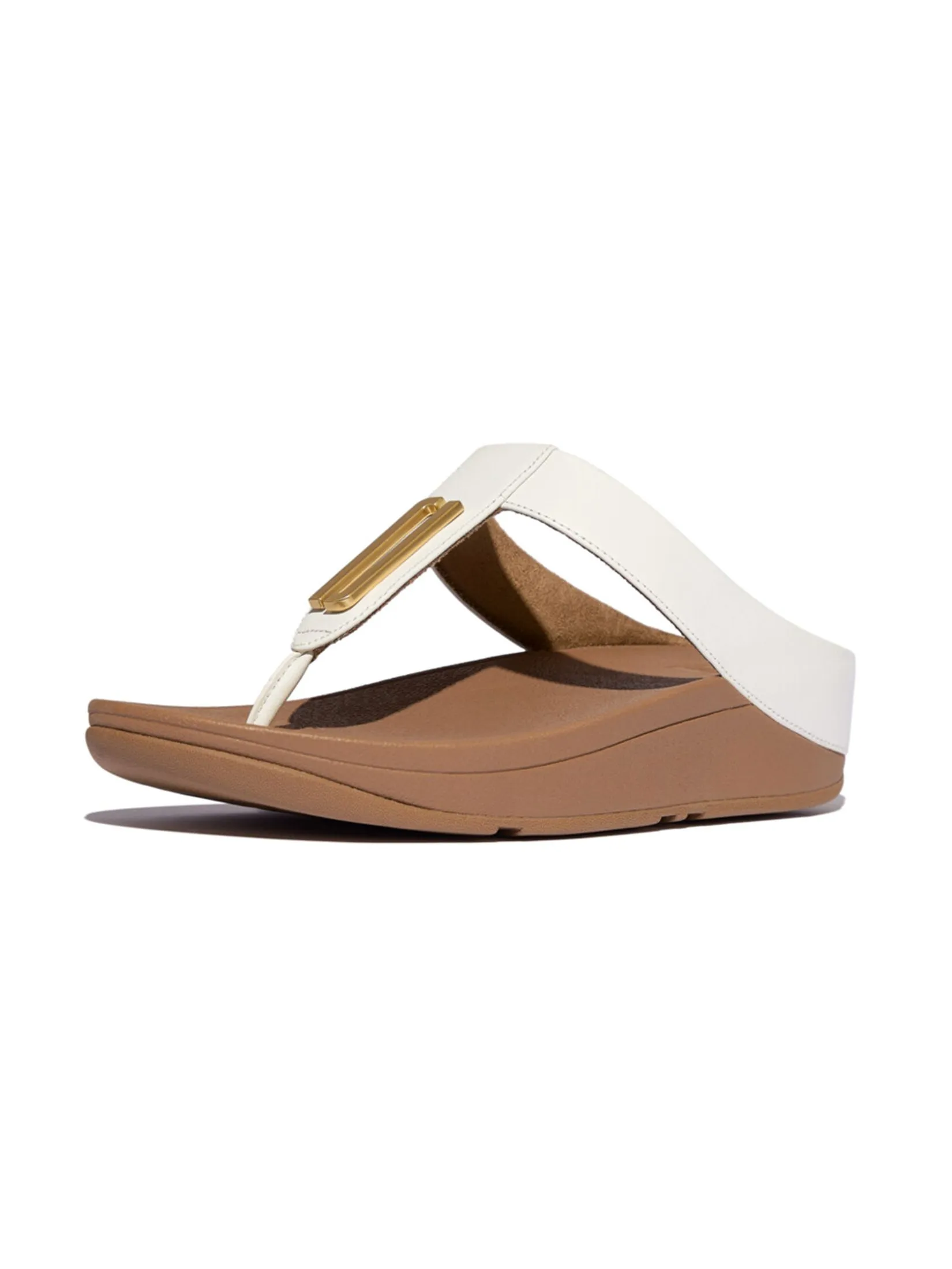 FitFlop™ WOMEN'S FINO GOLD-TRIM LEATHER T/P WHITE