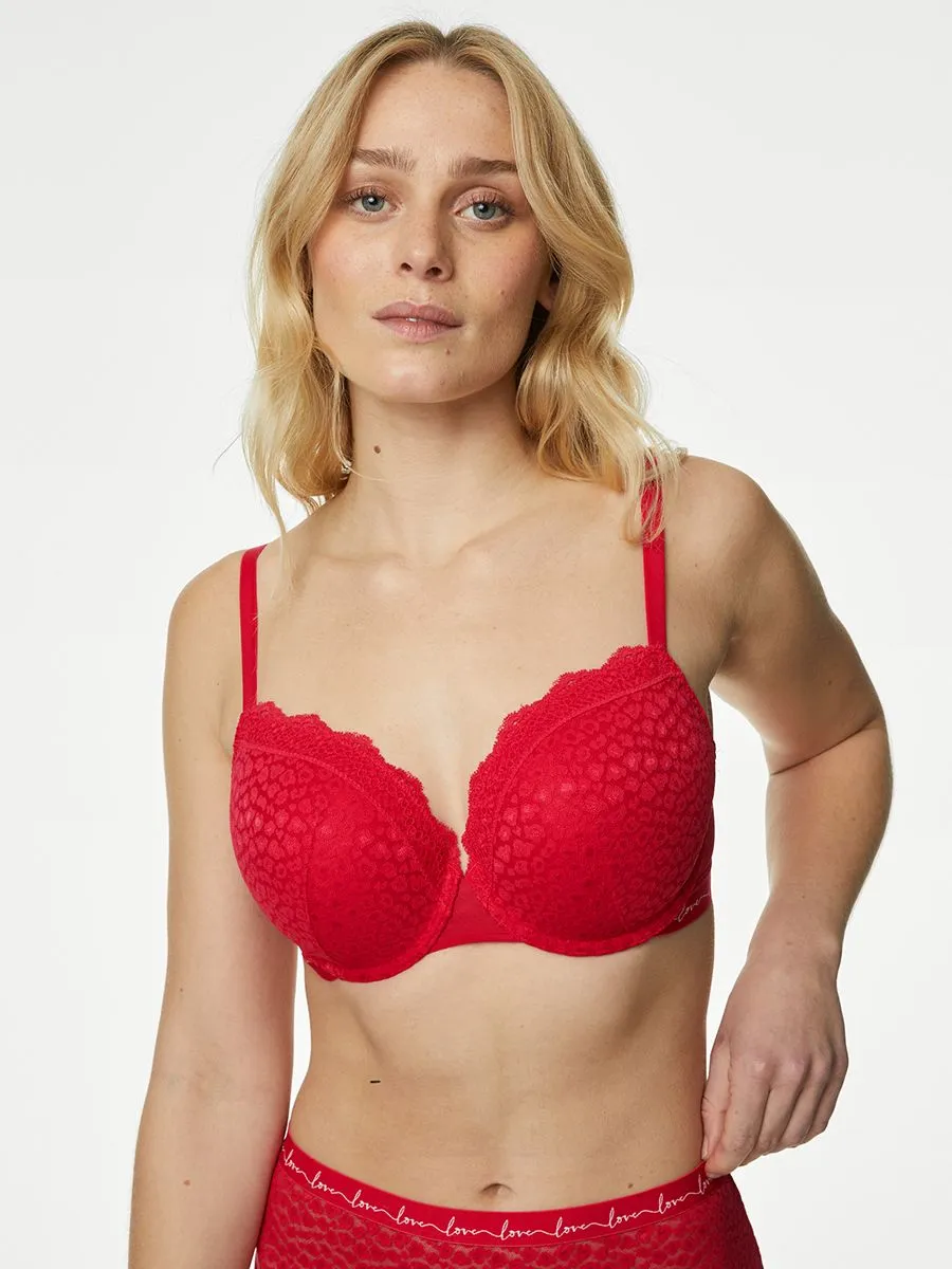 MARKS & SPENCER Women Balcony Bras Lace & Mesh Wired 3pk Geranium