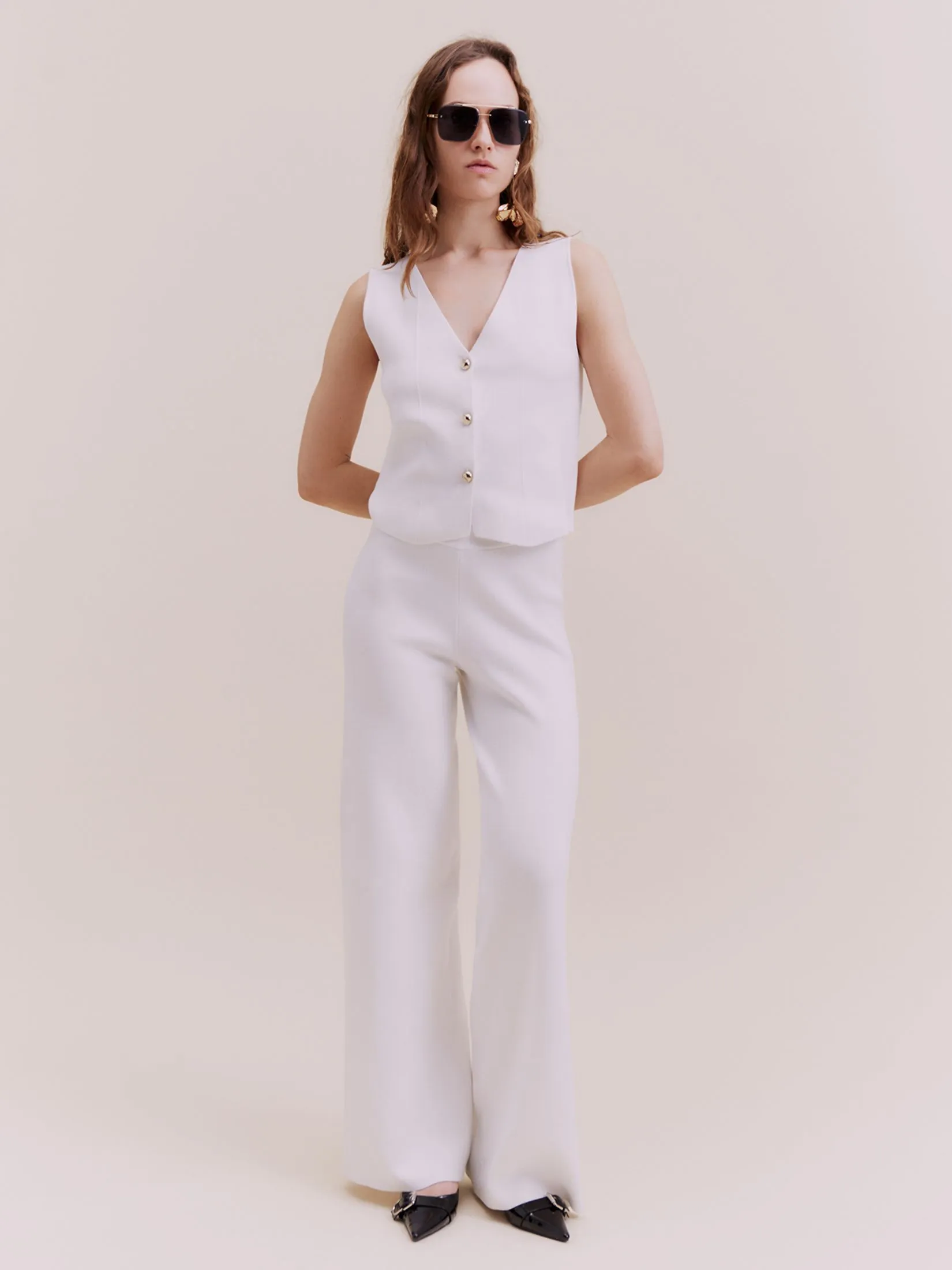 SFERA Women Trousers Front Zip Matching Set Jersey-Knit