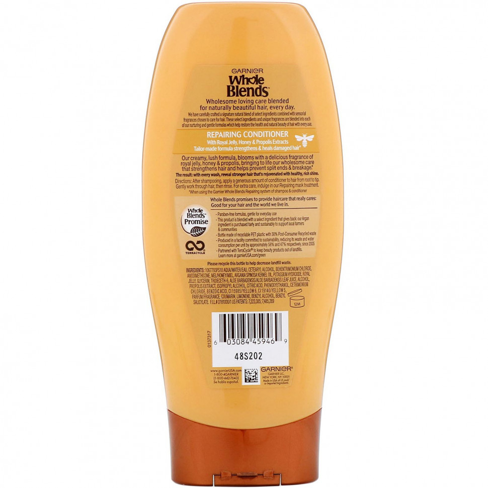 Garnier, Восстанавливающий кондиционер Whole Blends, «Медовые сокровища», 370 мл