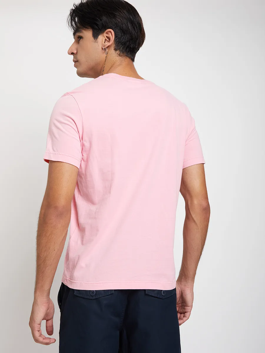 DEFRY 01 Men T-Shirt Short Sleeves Round Neck Printed Pink