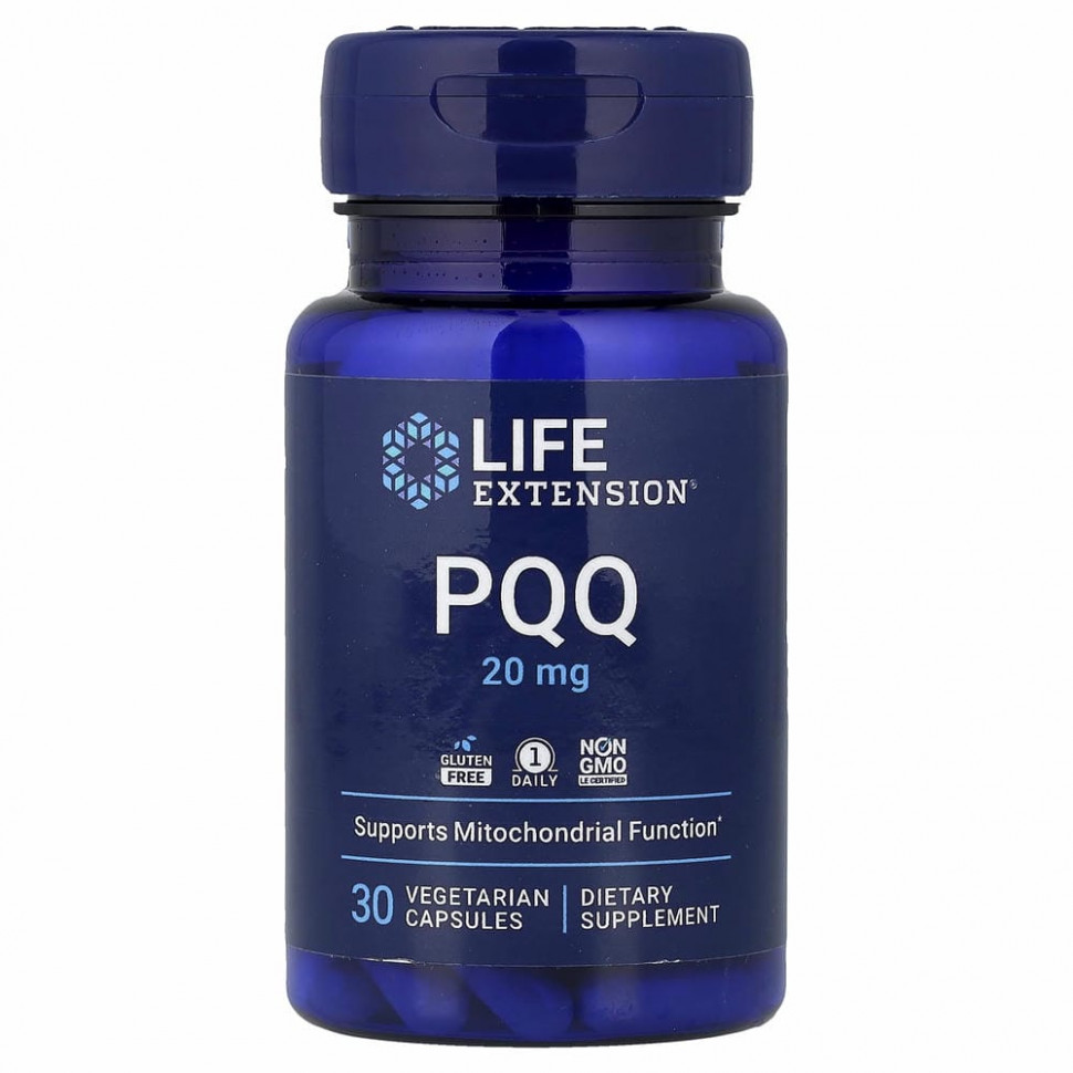 Life Extension, PQQ в капсулах, пирролохинолинхинон, 20 мг, 30 вегетарианских капсул