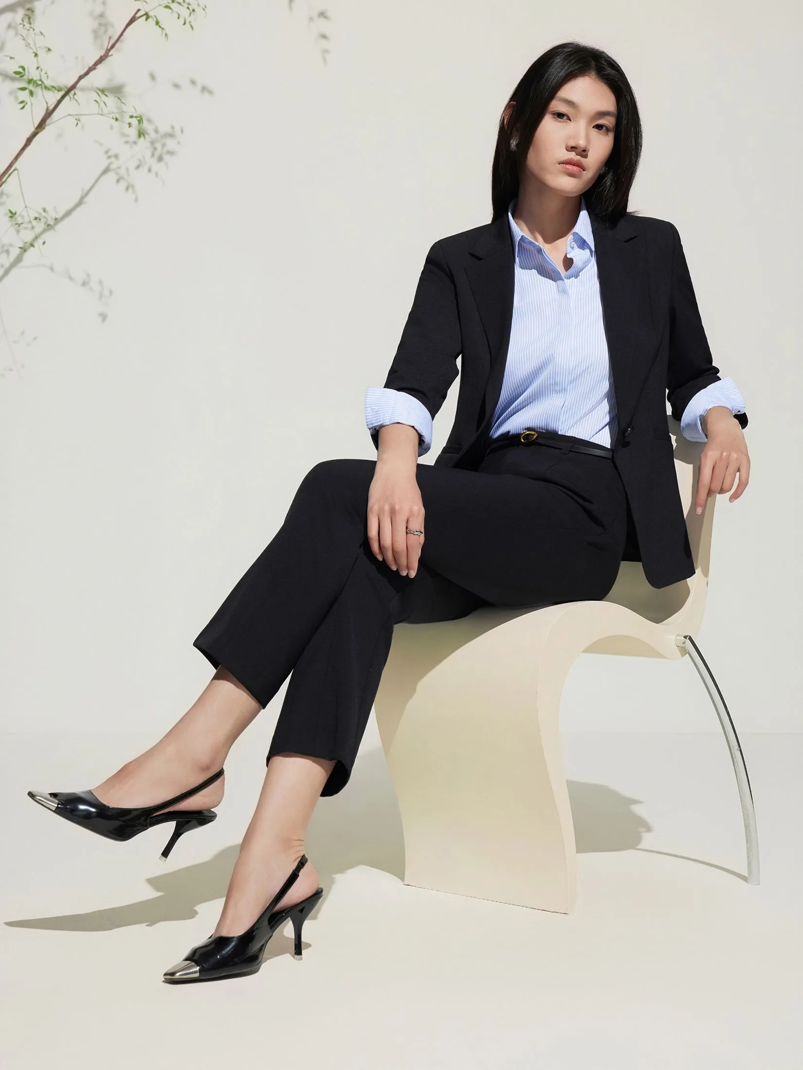 G2000 Women Clothing Coolmax Cotton Stripe Shirt Slim Fit - Blue