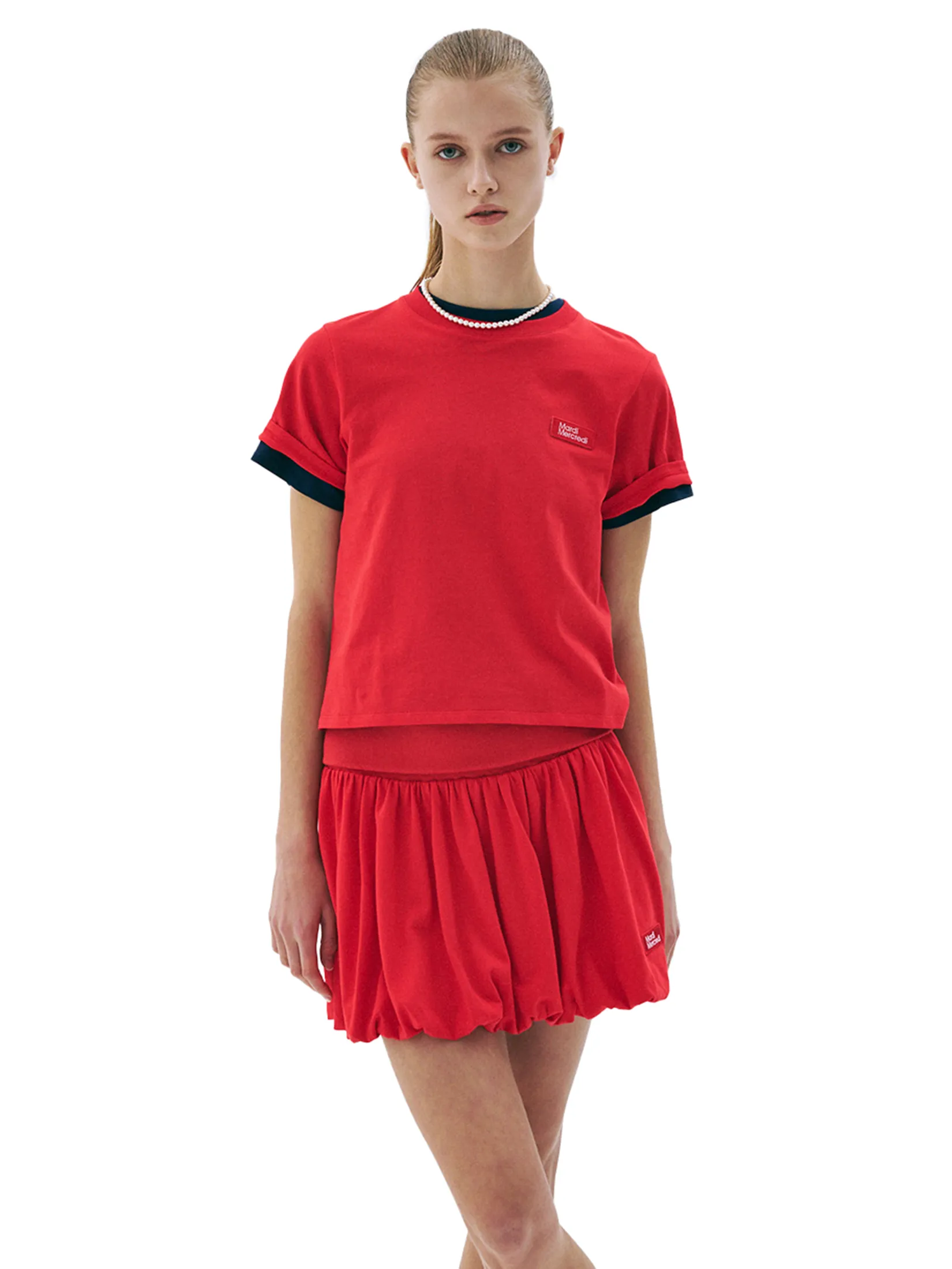 MARDI MERCREDI Volume Mini Skirt Red F