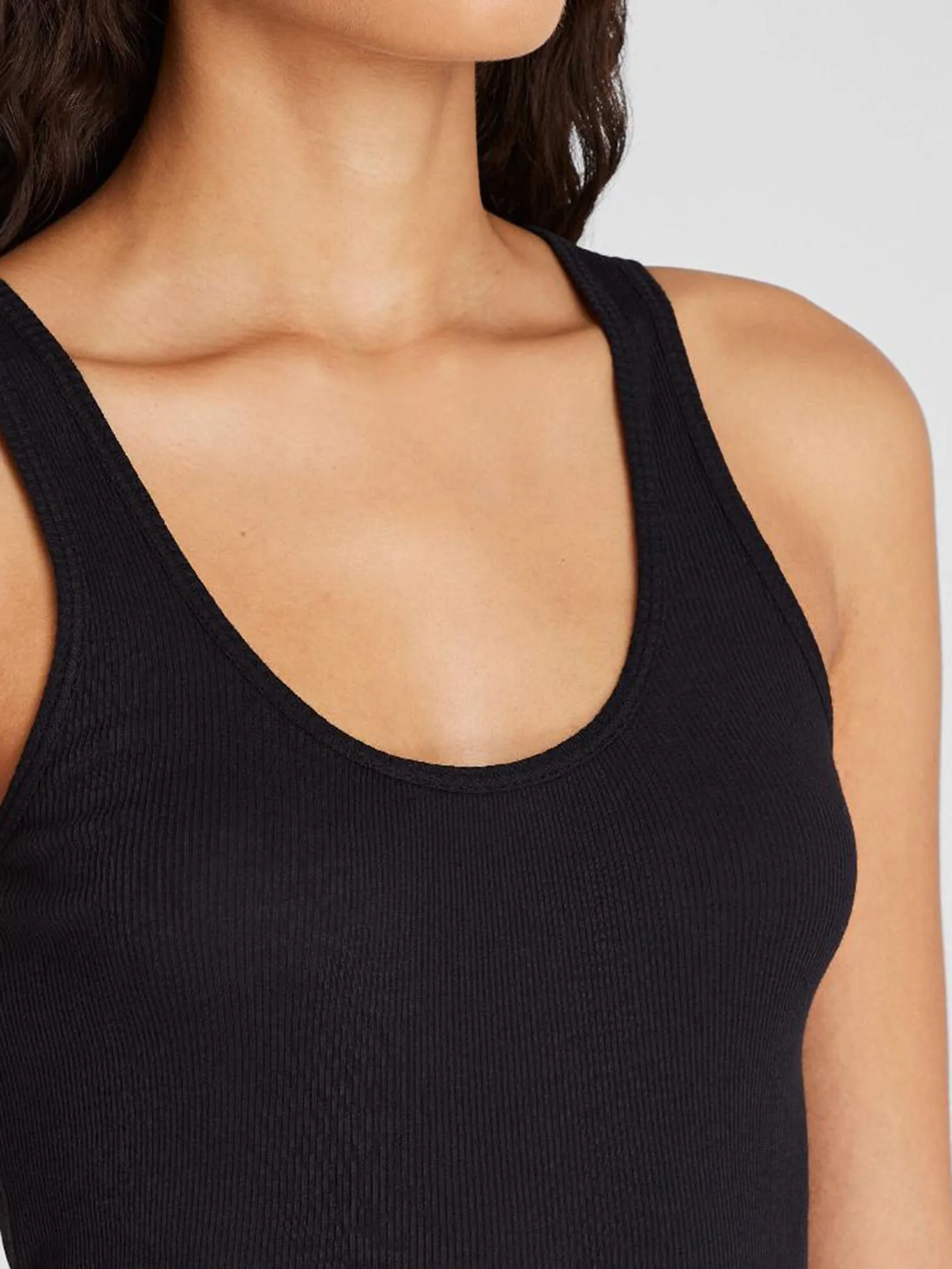 CLUB MONACO Women Tank Ribbed Cotton Scoop