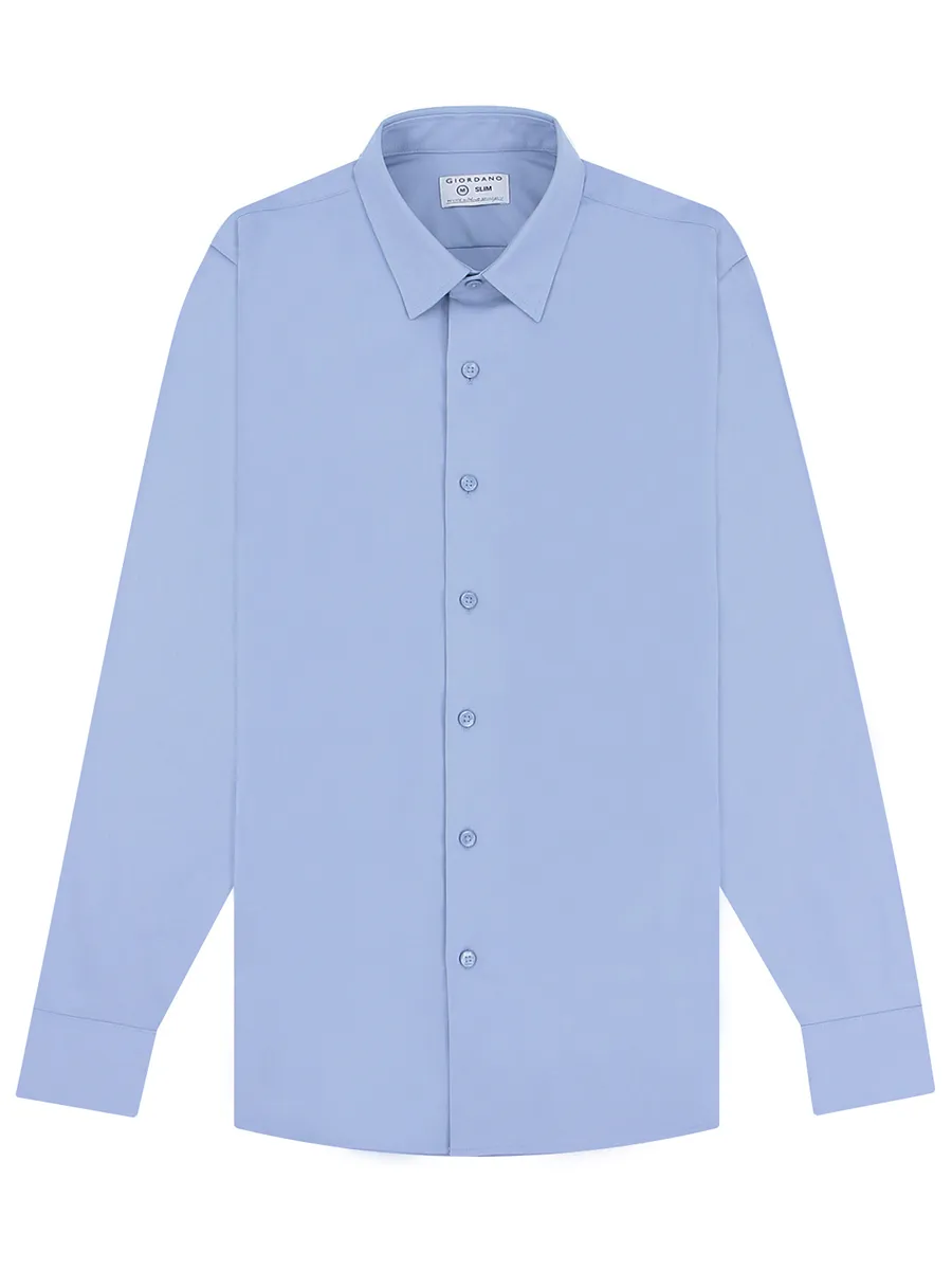 GIORDANO Men's Twill Easy Care Shirts  Blue