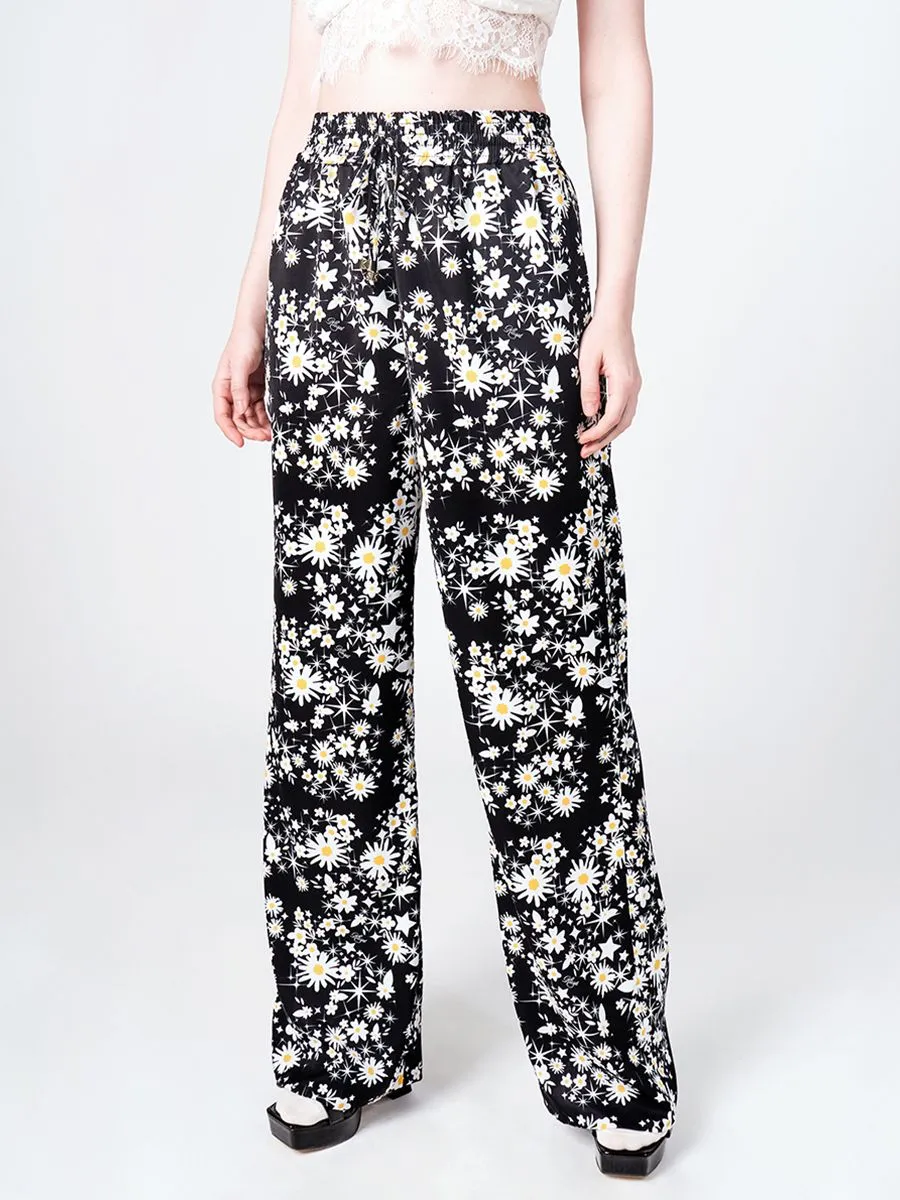 KLOSET (PF24) Women Daisy Print Pants Black