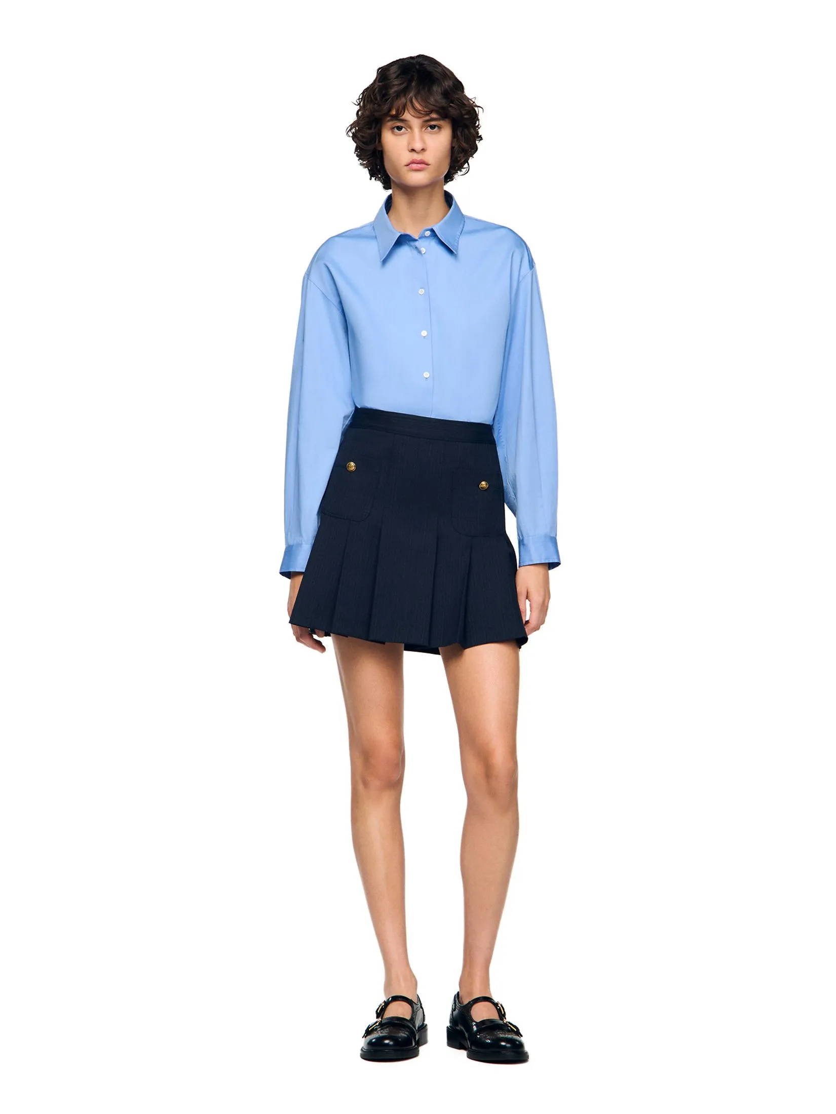 SANDRO Mini Striped Pleated Skirt Size - 36 EU