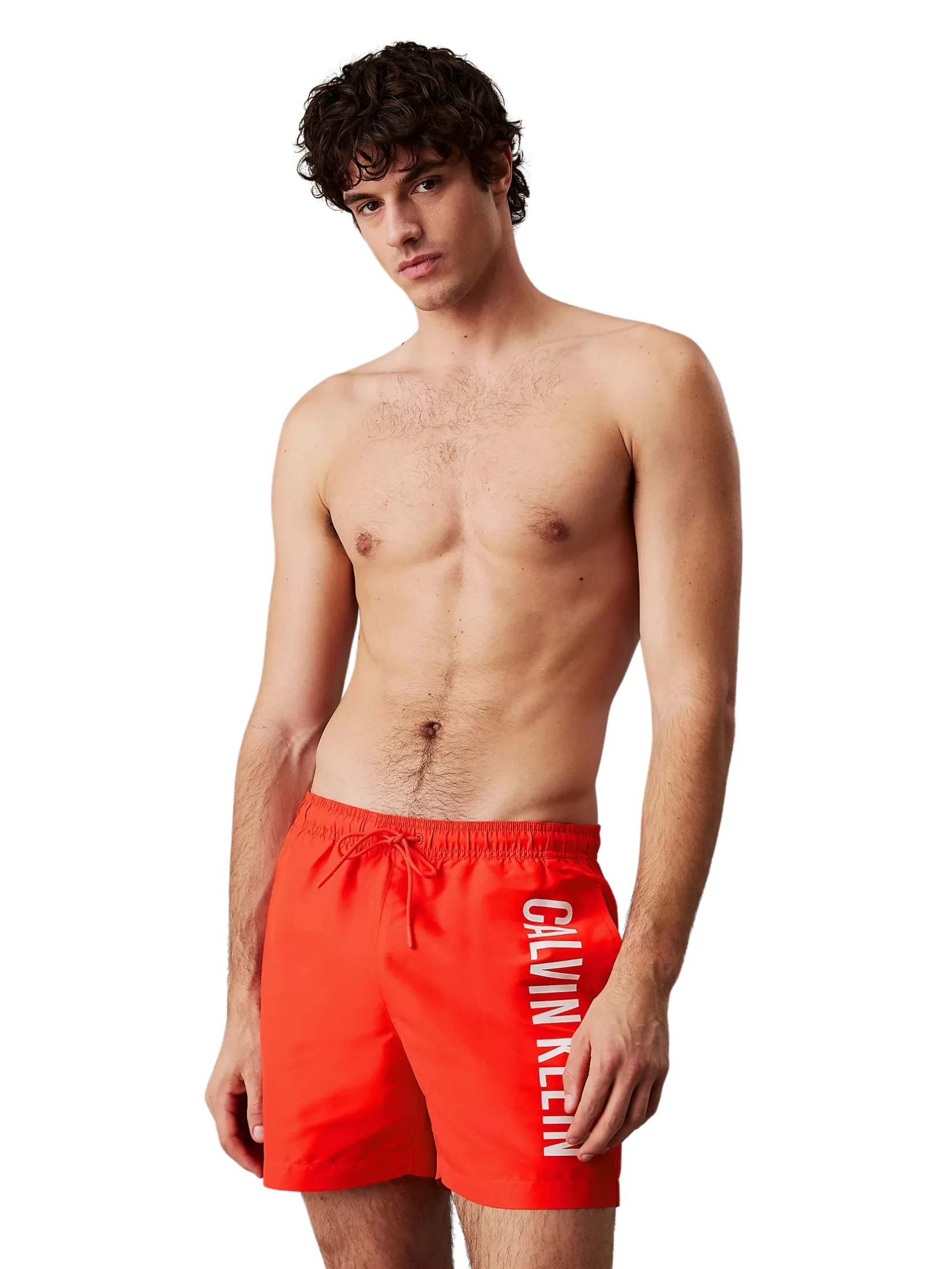 CALVIN KLEIN Men's Intense Power Medium Drawstring swim shorts Orange