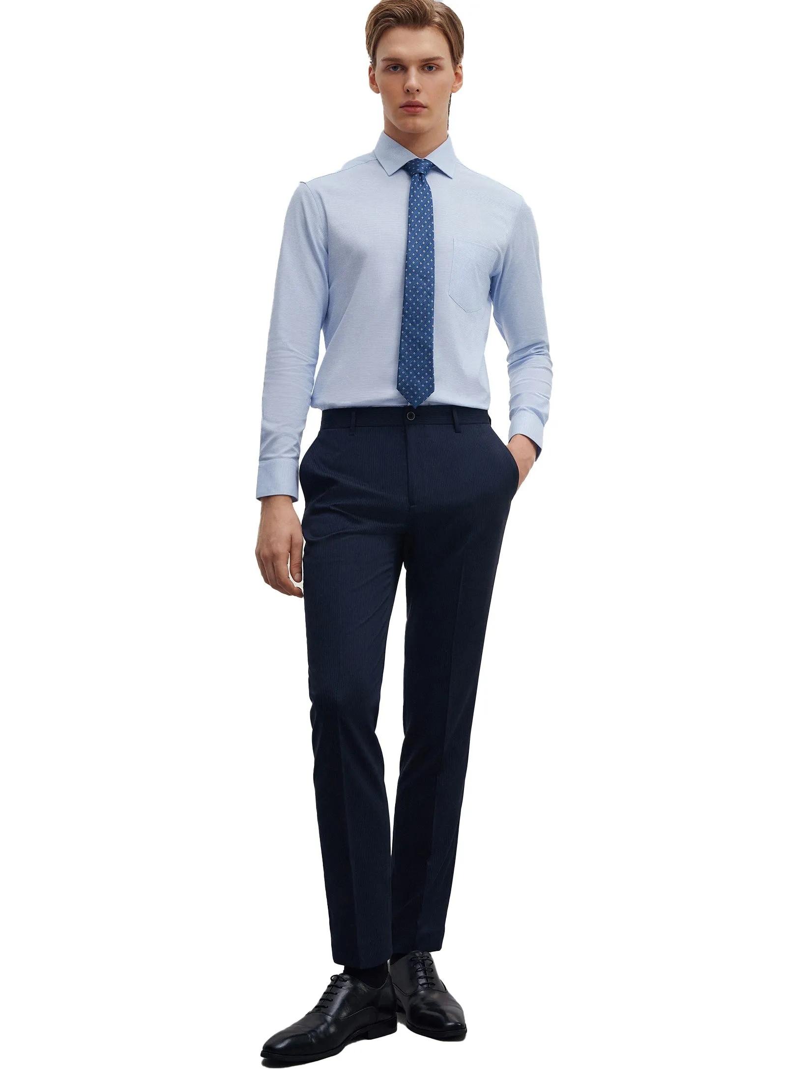 G2000 Men Clothing Non -Iron 2-Tone Shirt  Smart Fit - Blue