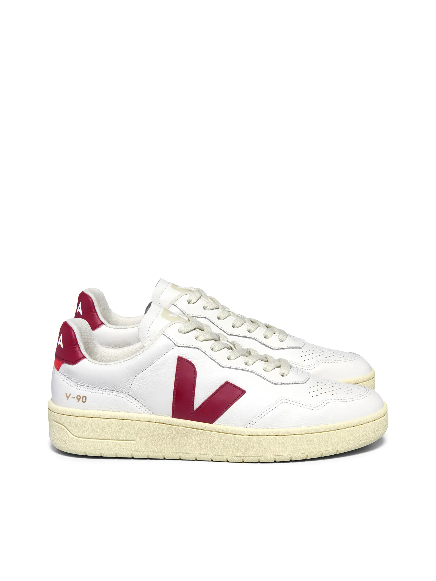 VEJA Women Sneakers V-90 O.T. Leather Extra-White Marsala