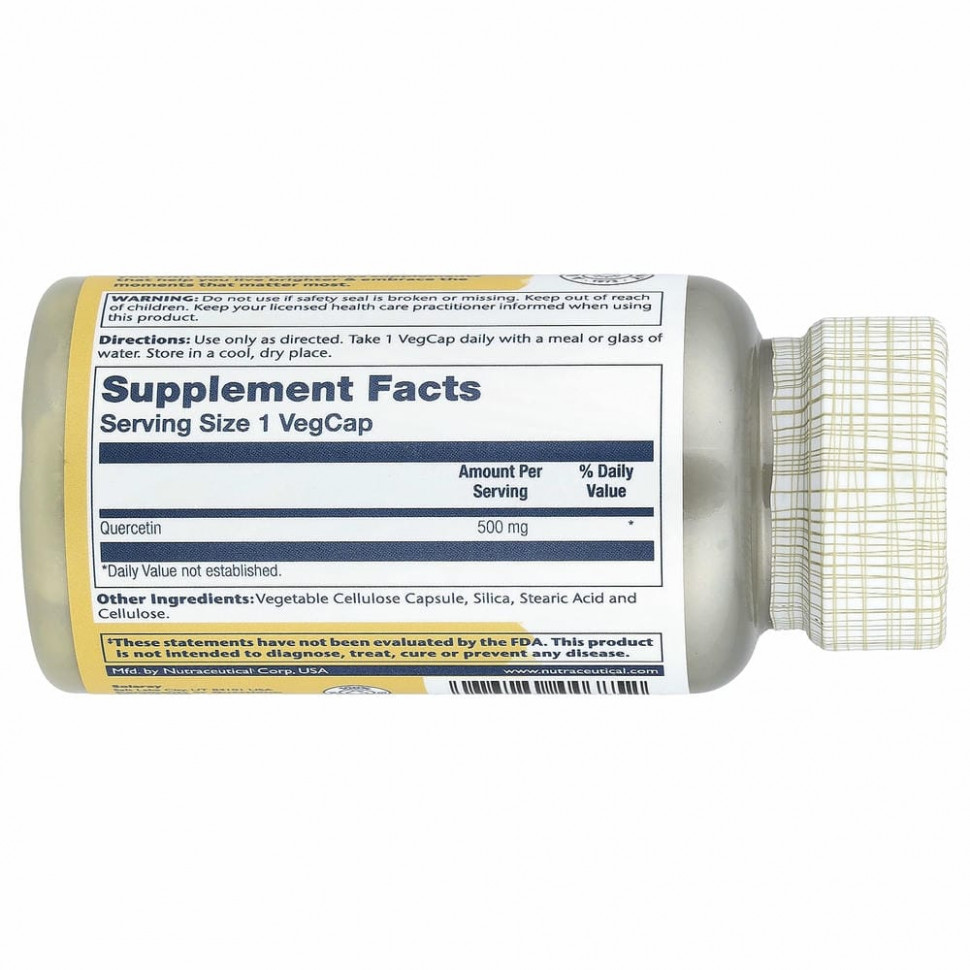 Solaray, Кверцетин, 500 мг, 90 растительных капсул