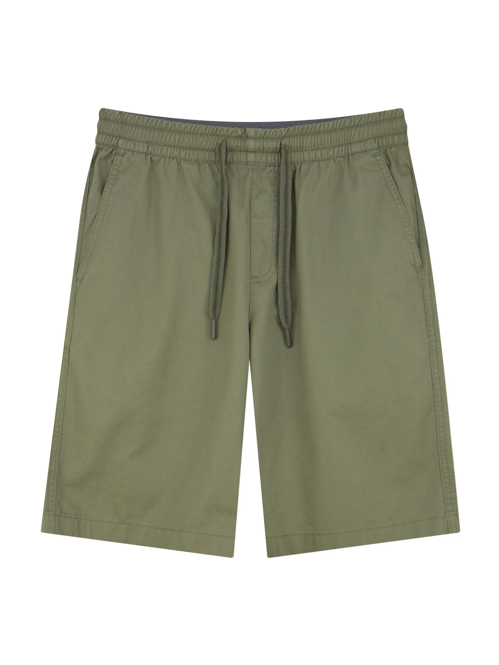 GIORDANO Men's Slim Twill Bermuda Shorts (180° Elastic Waist)  Dusky Green
