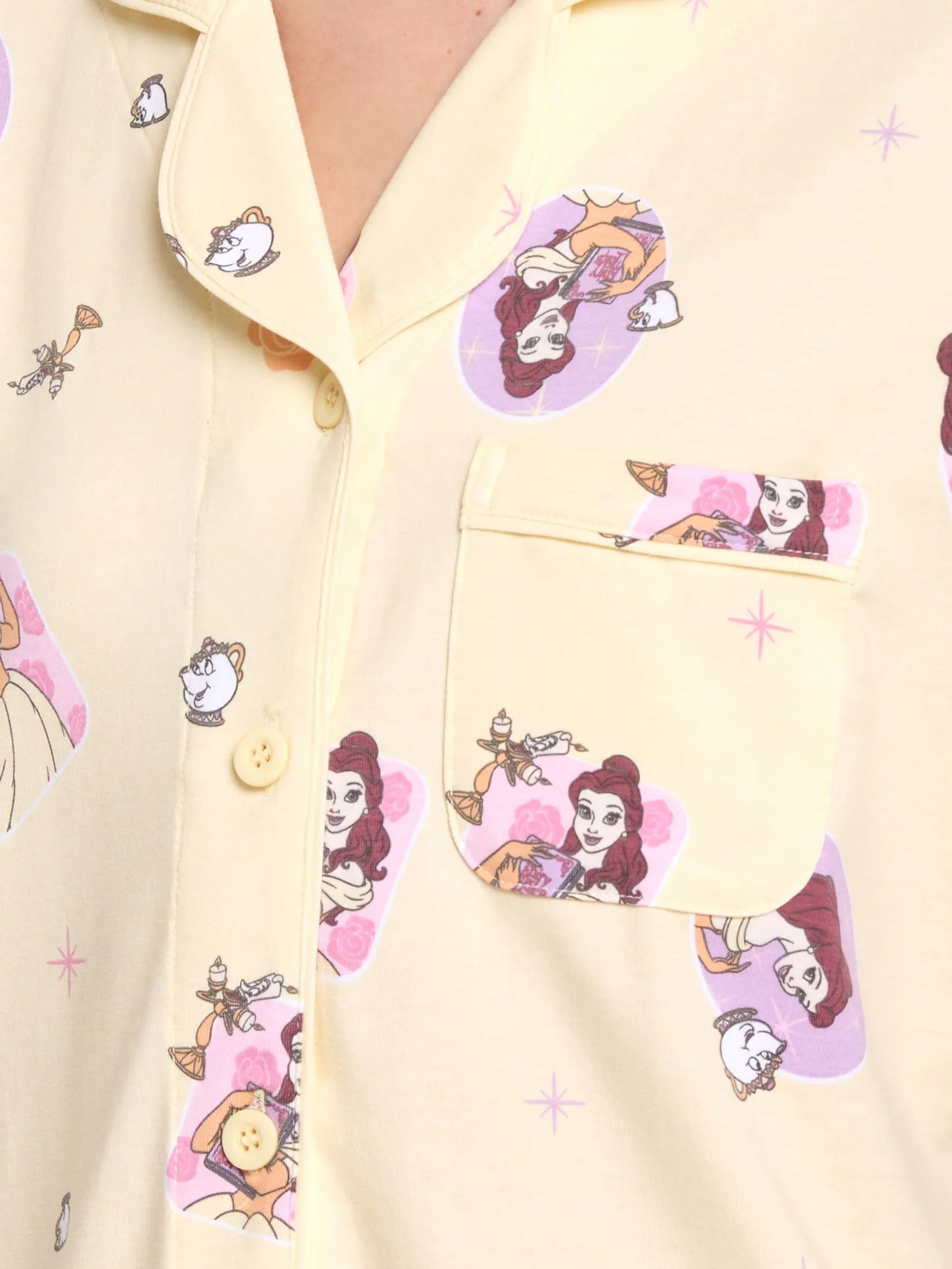 SWEET SENSATIONS Women Pyjamas Shirt Short Sleeves + Shorts Print Yellow