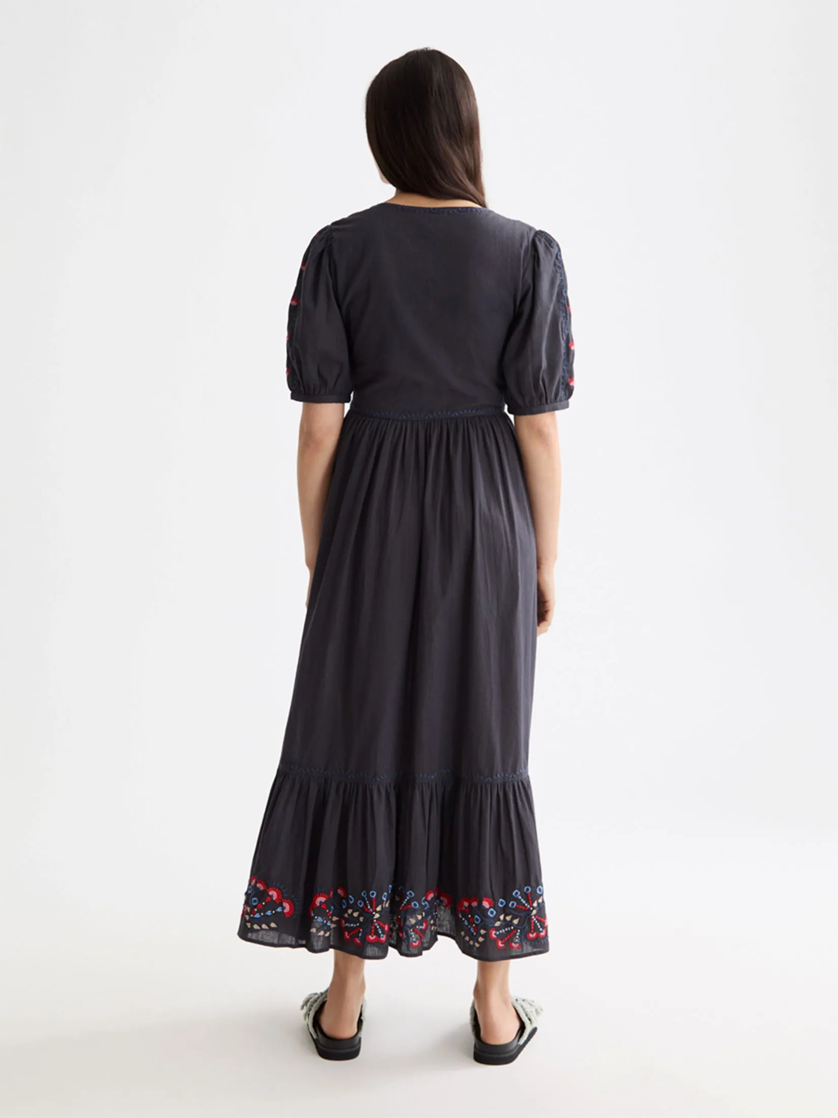 SCOTCH&SODA Women Maxi Dress Embroidered Charcoal Art