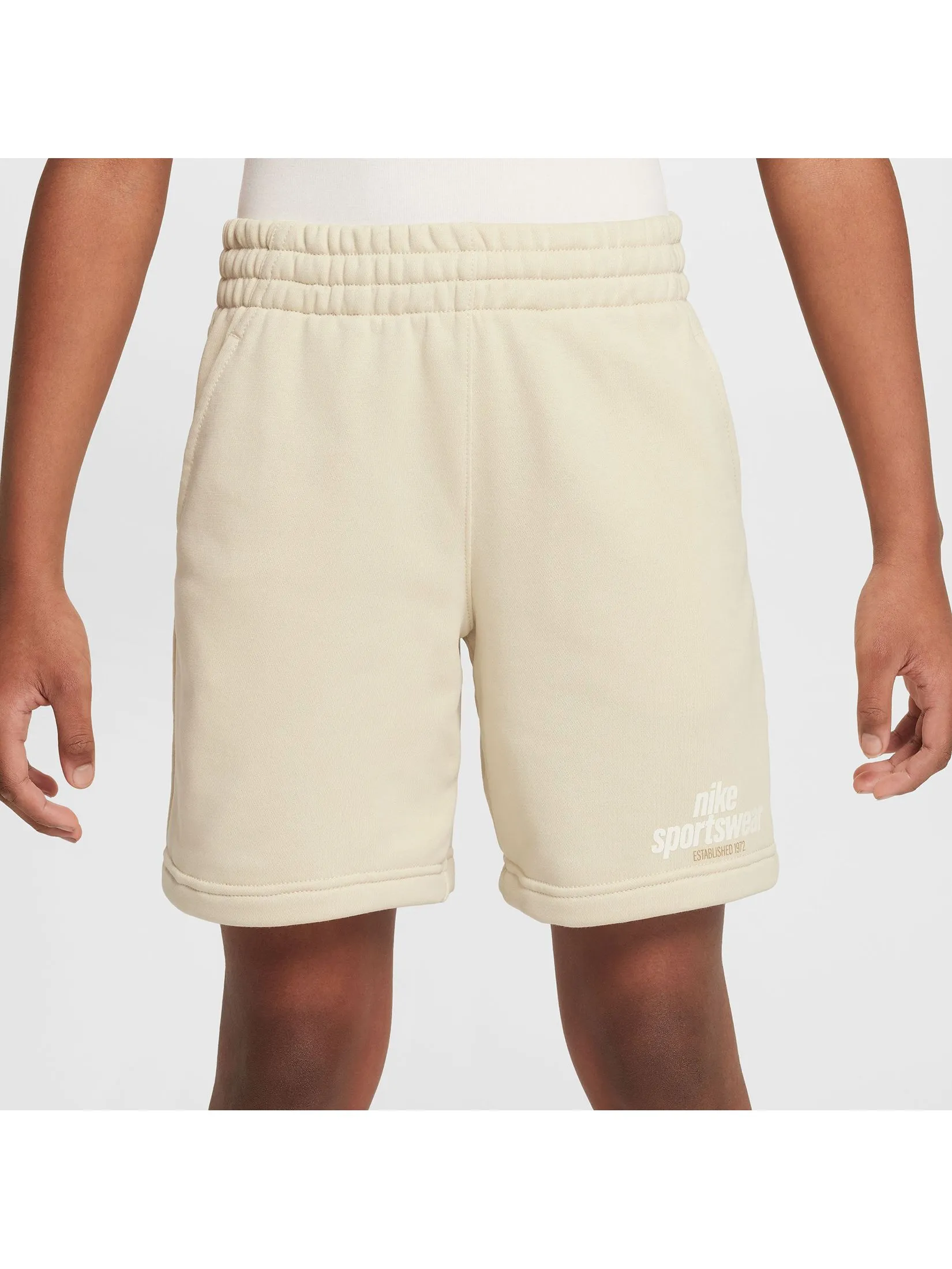 NIKE KIDS Unisex Shorts French Terry Lt Khaki/Lt Khaki/Parachute Beige/Sail