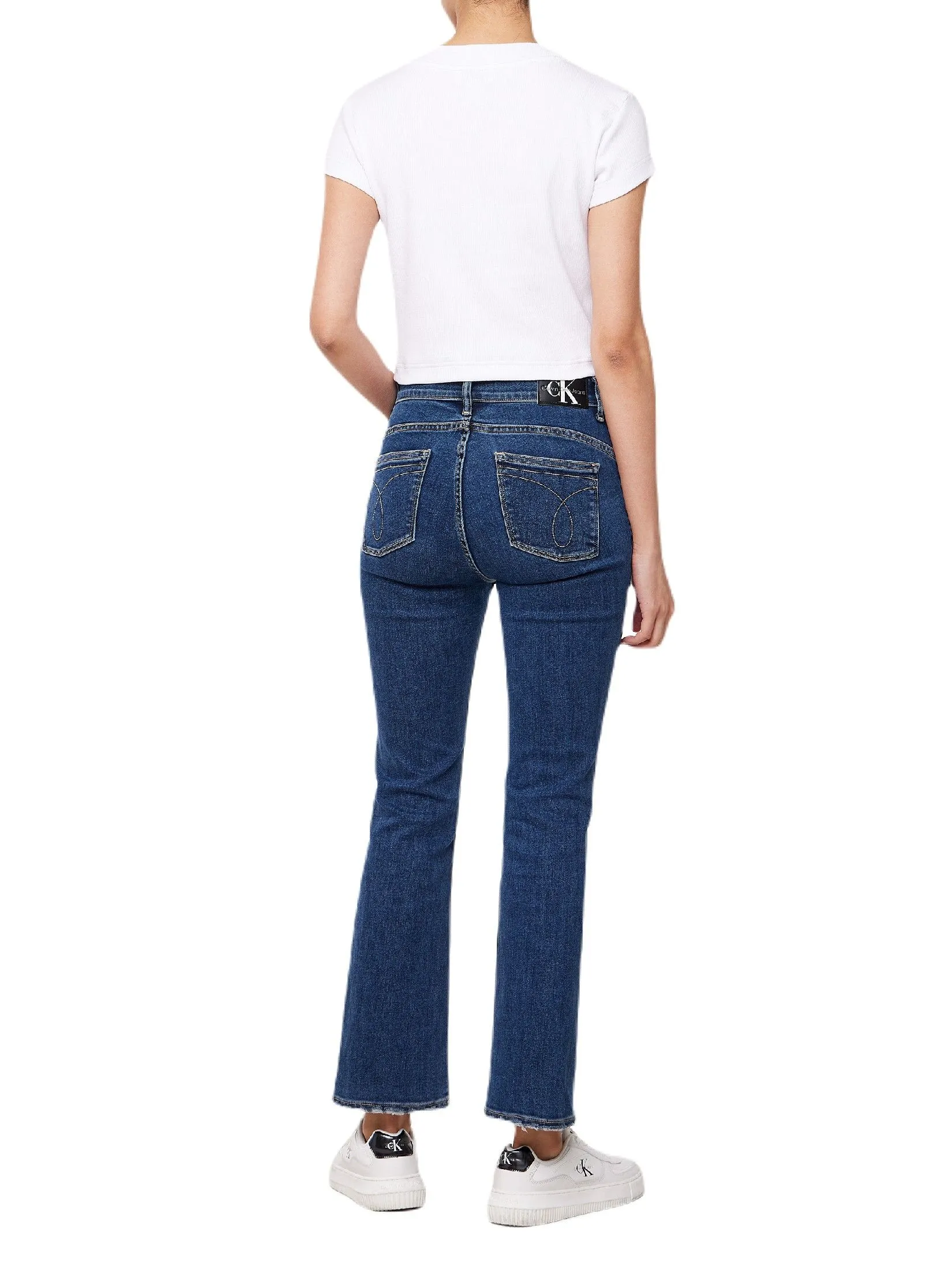 CALVIN KLEIN Women's Monogram Baby Short Sleeve T-Shirt White