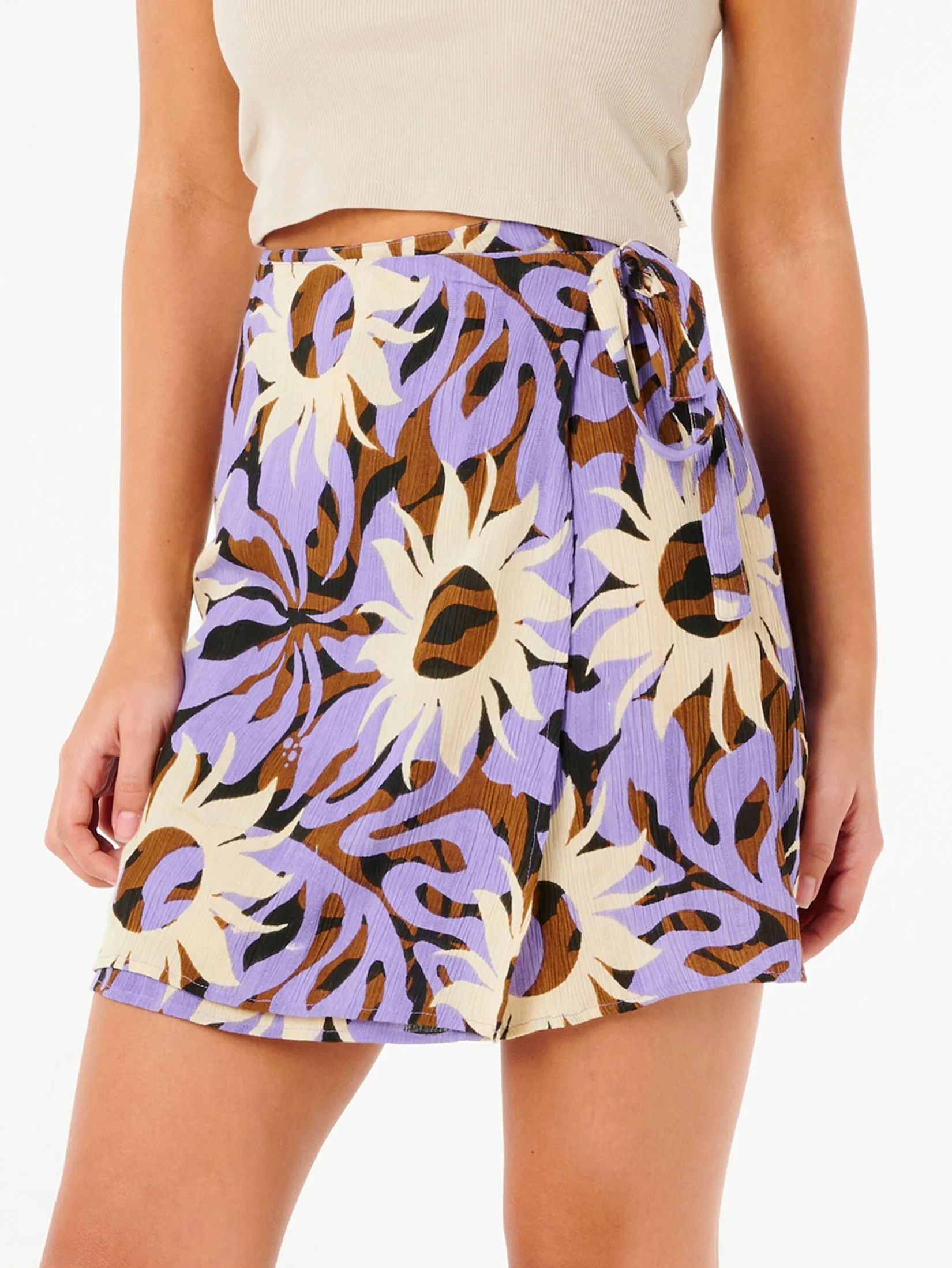 RIP CURL Women Mini Wrap Skirt Sun Drenched Multi-Color