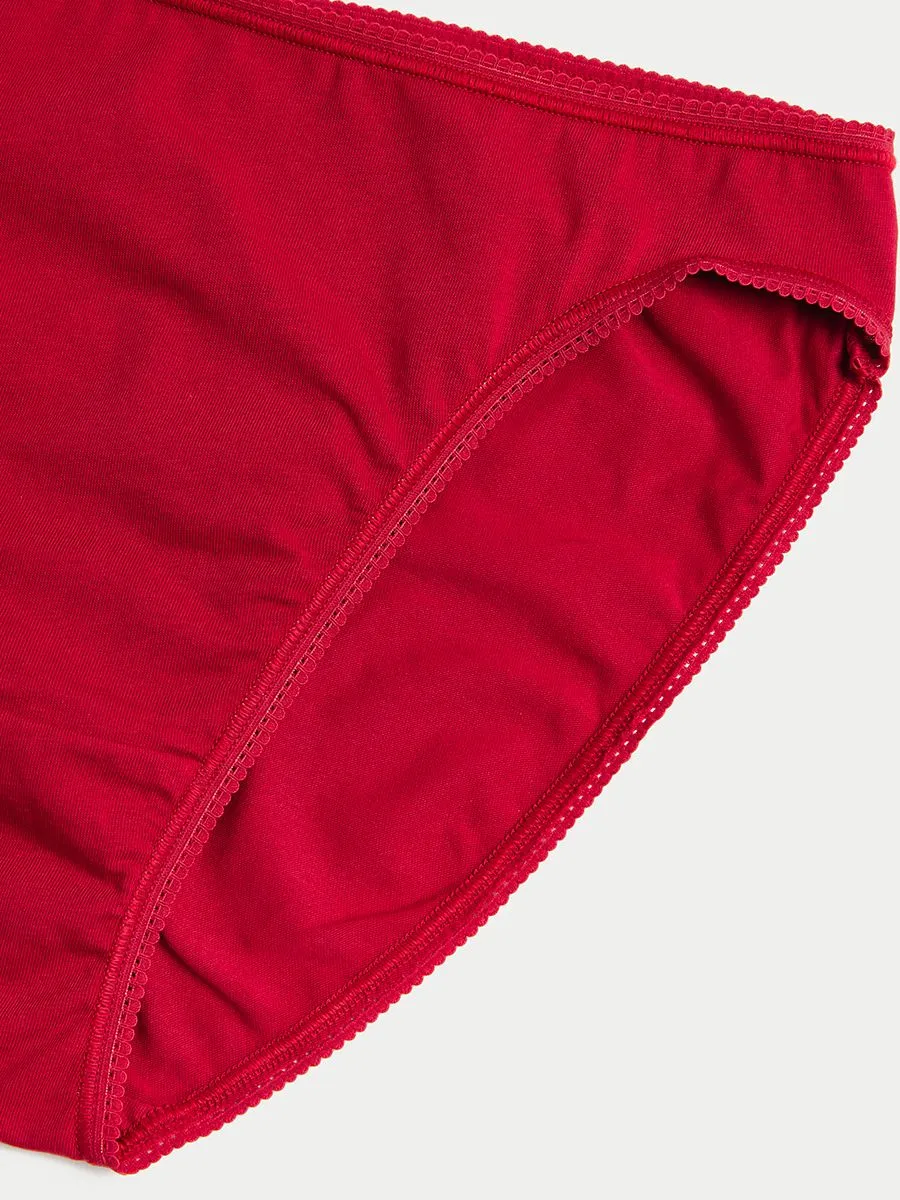 MARKS & SPENCER Women Panties High Leg Knickers Cotton Lycra 5pk