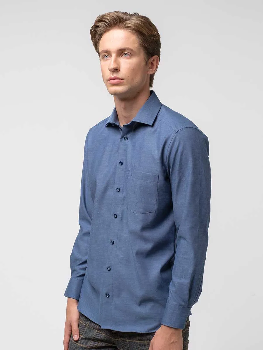 OLYMP MEN SHIRT LONG SLEEVES MODERN FIT  BLUE EASY IRON Size - 40 EU