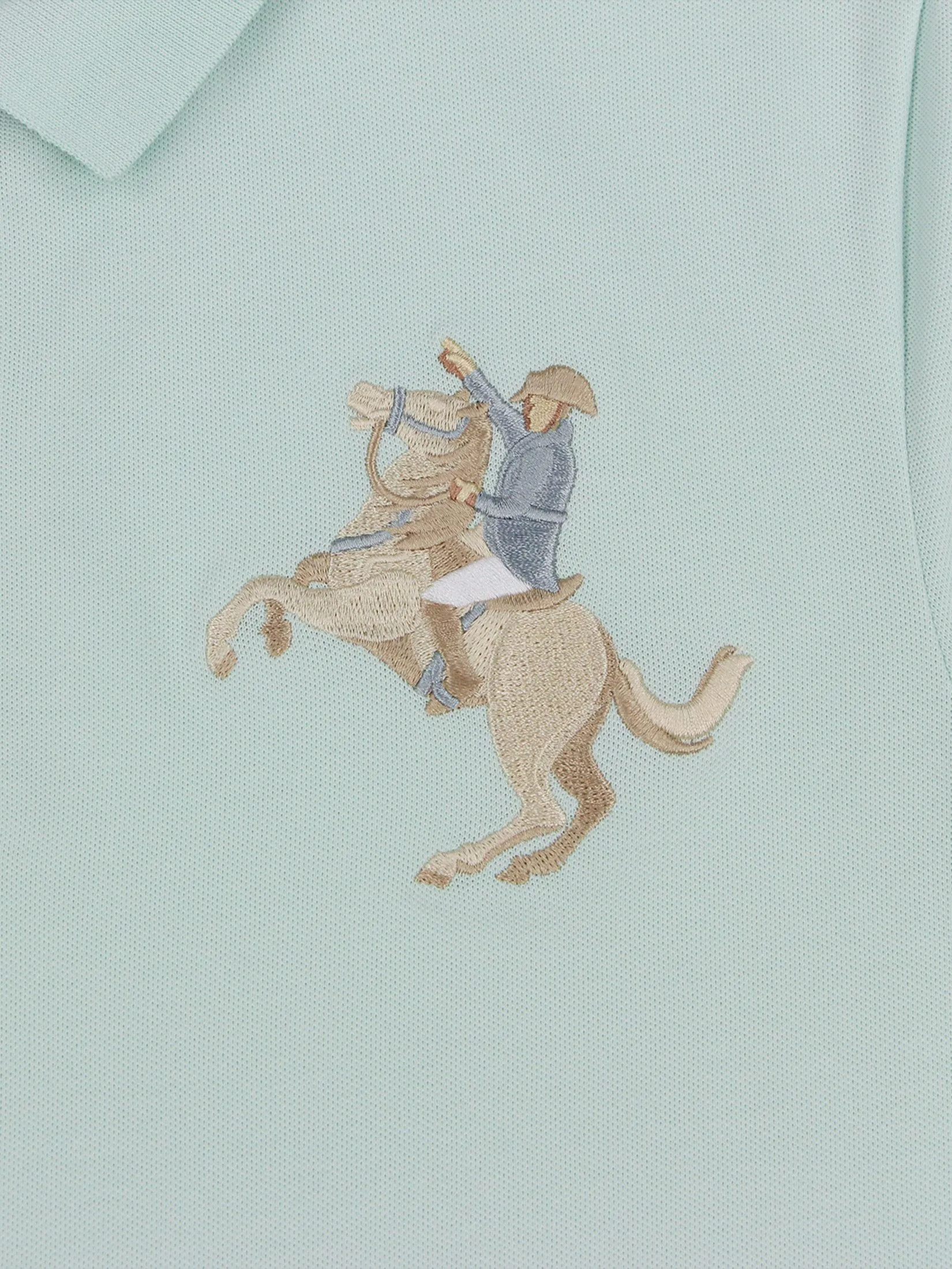 GIORDANO Men's Slim Pique Embroidery Polo (Napoleon) Glacier green