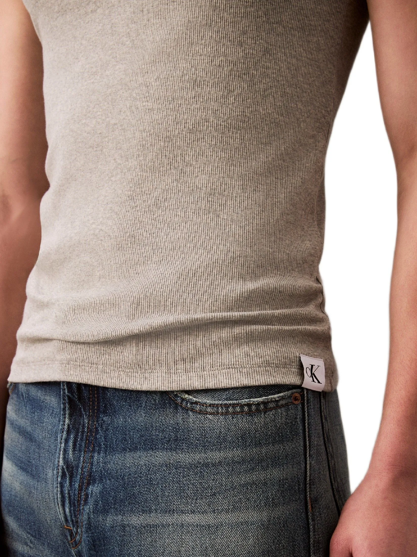 CALVIN KLEIN Men's Cotton Stretch Slim Tank Top Grey