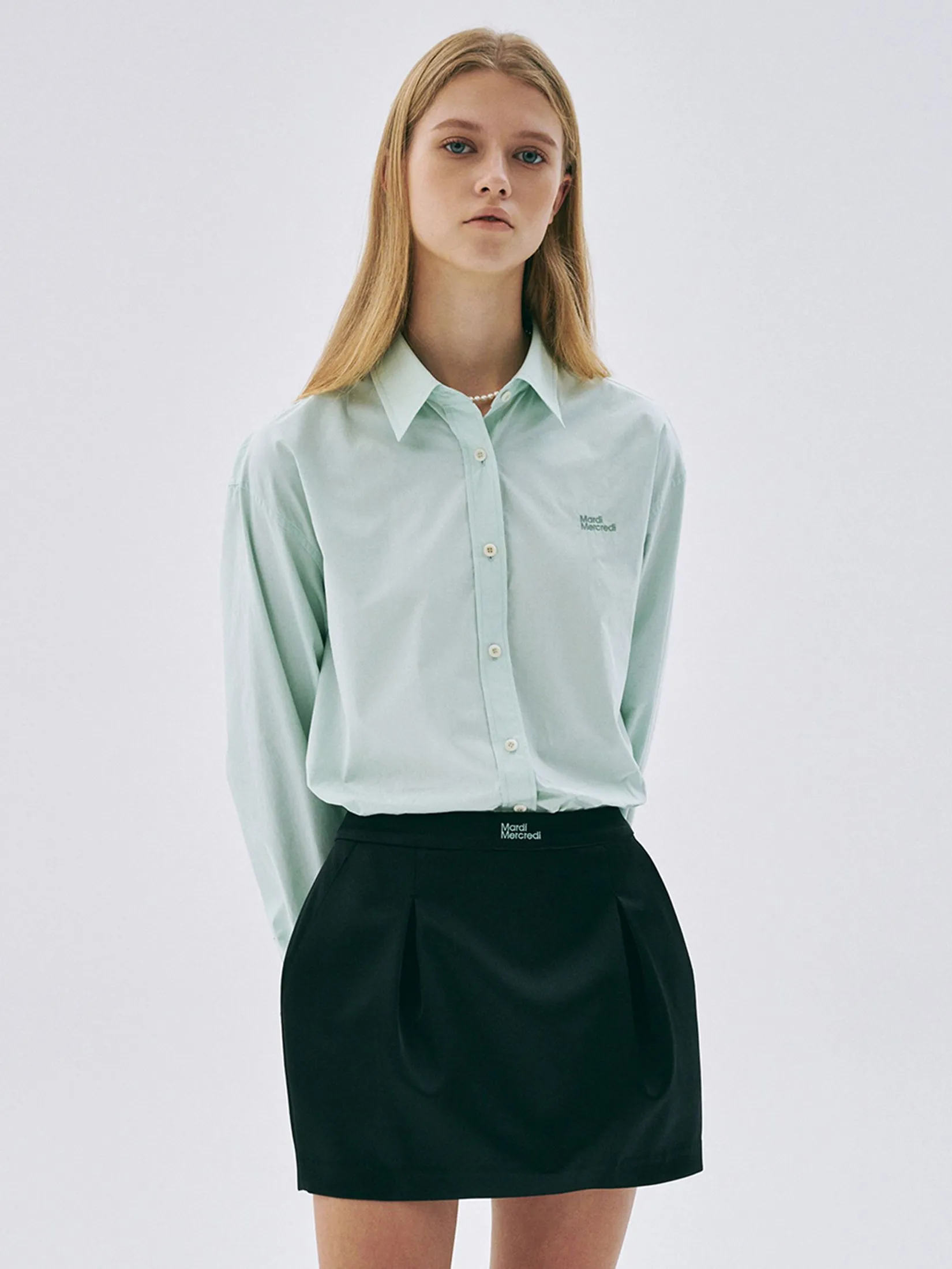 MARDI MERCREDI Satin Mini Pegged Skirt Black S