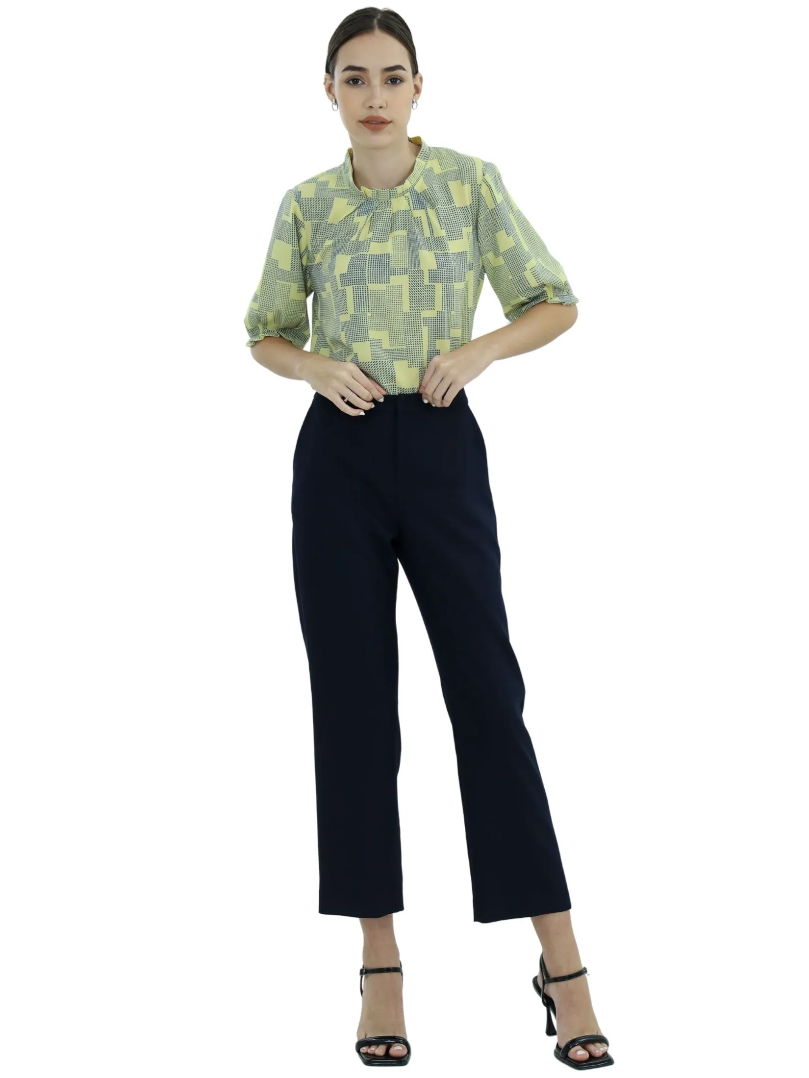 VERONIQA Women Pants Trousers Moss Crepe Navy Blue