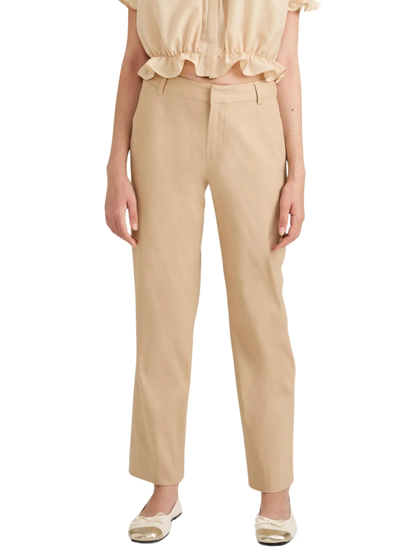 AMILA Women Pants Trousers Cotton Spendex Khaki