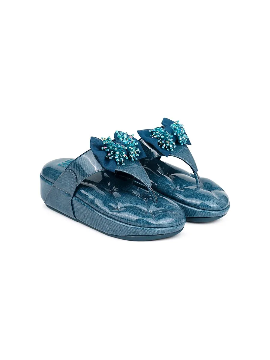 SHU WOMEN SOFASHOES 2.5" SWEETCHIC  SWSS0203- GLOSSY BLUE JEANS