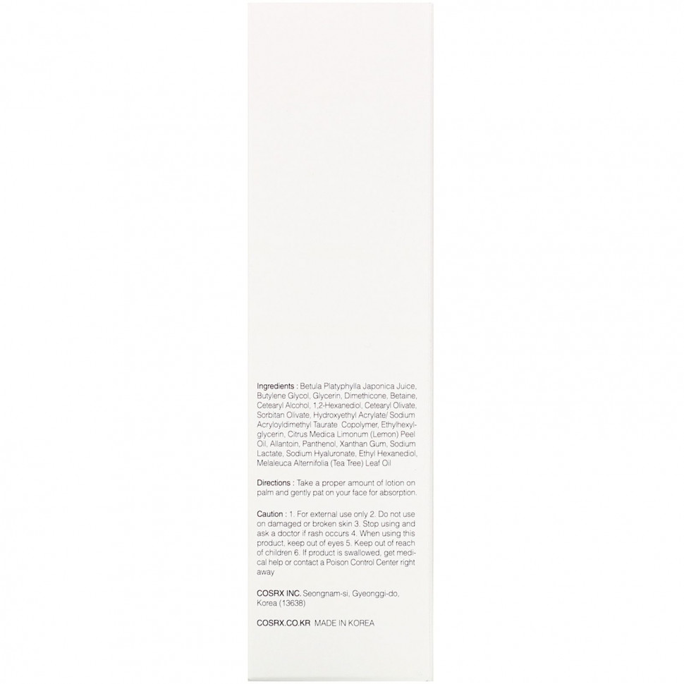 Cosrx, обезжиренный ультраувлажняющий лосьон с березовым соком,100 мл (3,38 жидк. унции)