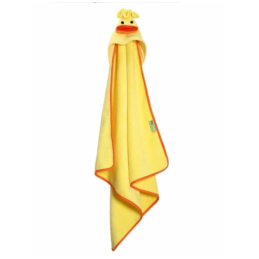 ZOOCCHINI Yellow Baby Snow Terry Hooded Bath Towel - Puddles the Duck