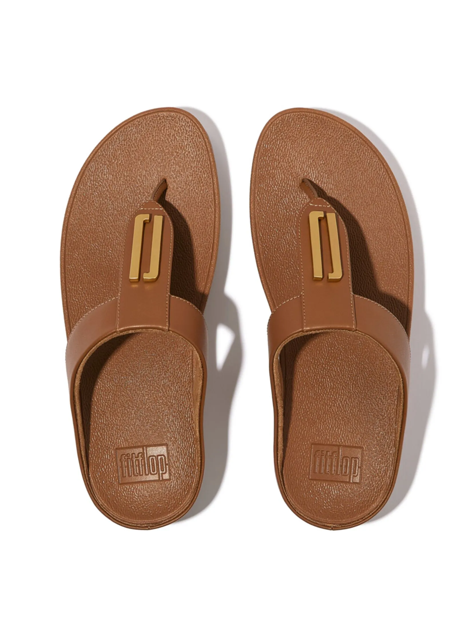 FitFlop™ WOMEN'S FINO GOLD-TRIM LEATHER T/P BROWN