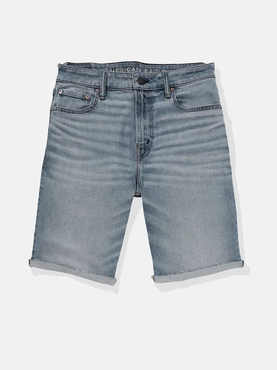 AMERICAN EAGLE MEN INTL EXCLUSIVE MEDIUM CLEAN DENIM CUTOFF SHORT - CUT & CUFF 851 CLASSIC MEDIUM