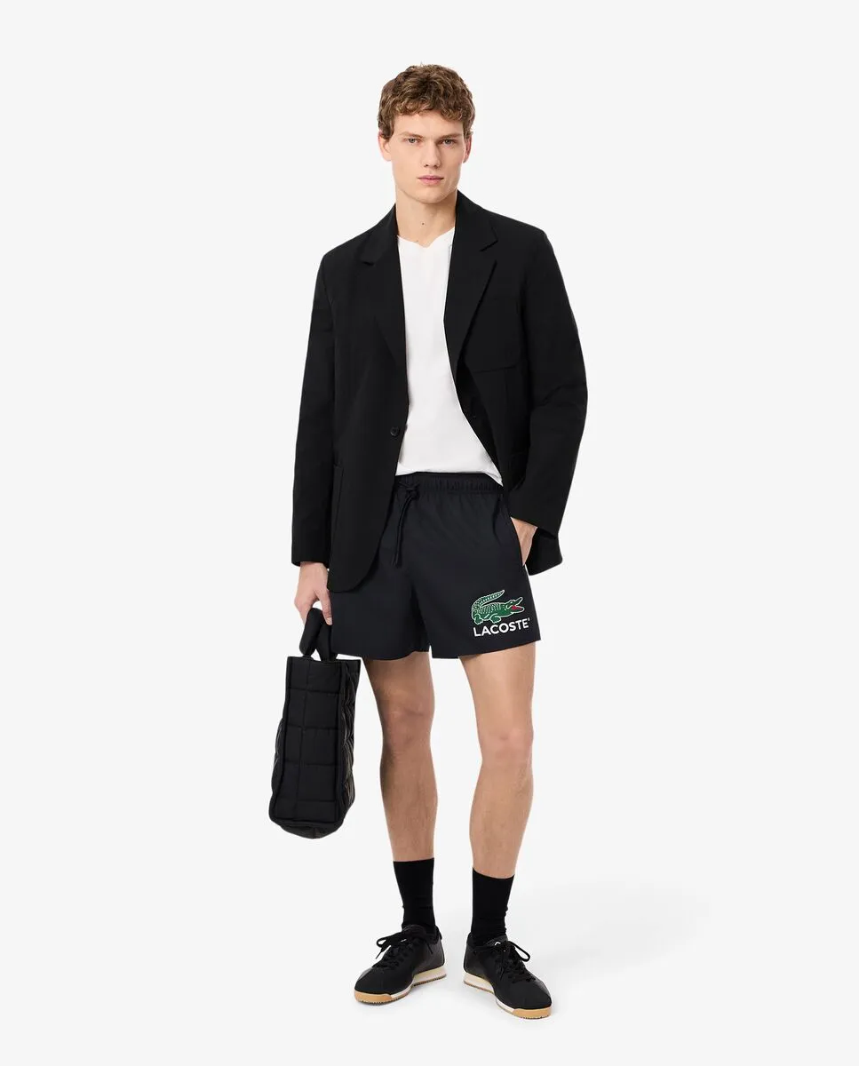 LACOSTE Croc Print Swim Trunks Black