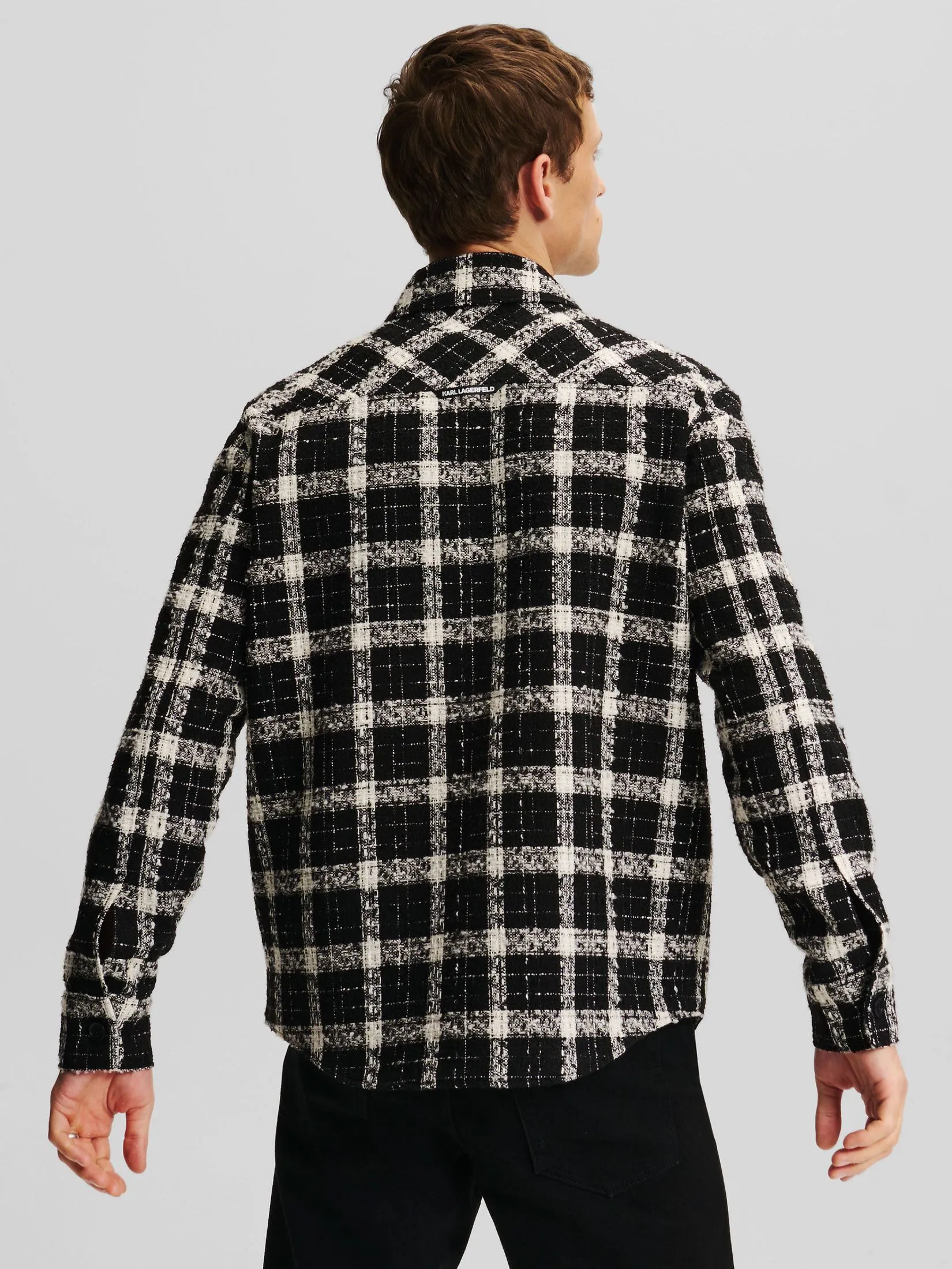 KARL LAGERFELD SEASONAL BOUCLE OVERSHIRT BLACK/WHITE BOUCLE