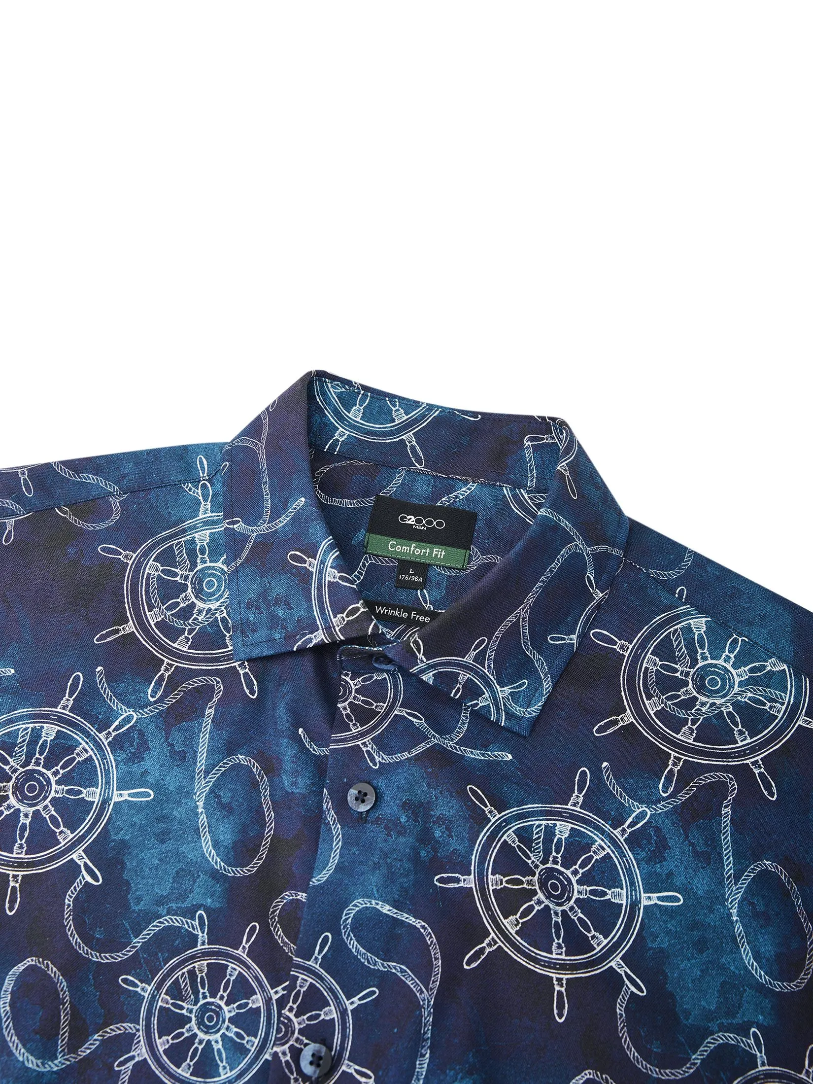 G2000 Men Clothing Cotton Digital Print Oxford Short Sleeve Casual Shirt  Comfort Fit - Navy