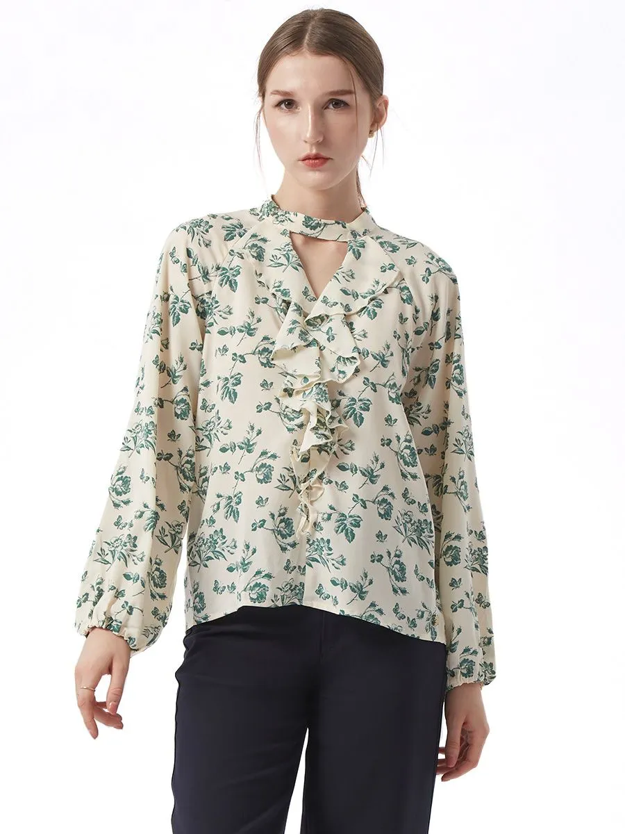 ESPADA Floral Print Blouse Women Ivory