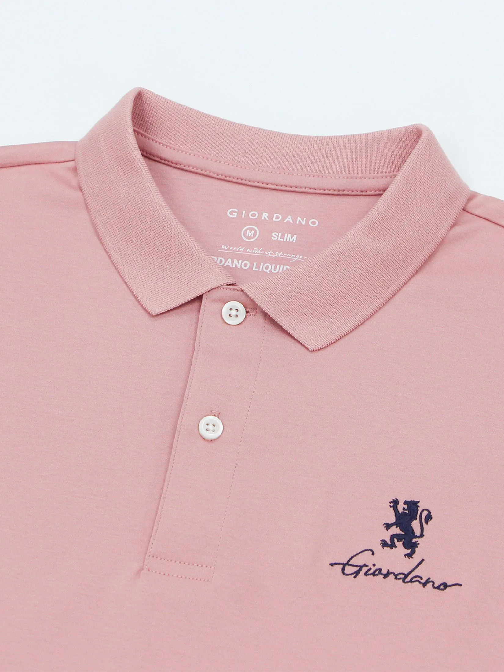 GIORDANO Men's Slim Interlock Plain Polo (Liquid Touch) Rose tan