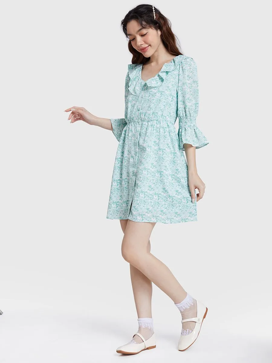 LOLITA Women Dress Puffed Sleeves Printed