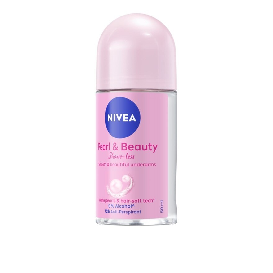 Nivea Roll On Pearl  Beauty Shave Less 50 Ml. โรลออนลดเหงื่อ ระงับกลิ่นกาย