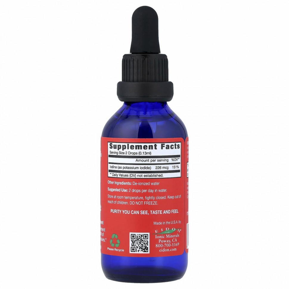 Eidon Mineral Supplements, йод, жидкий концентрат, 60 мл (2 жидк. унции)