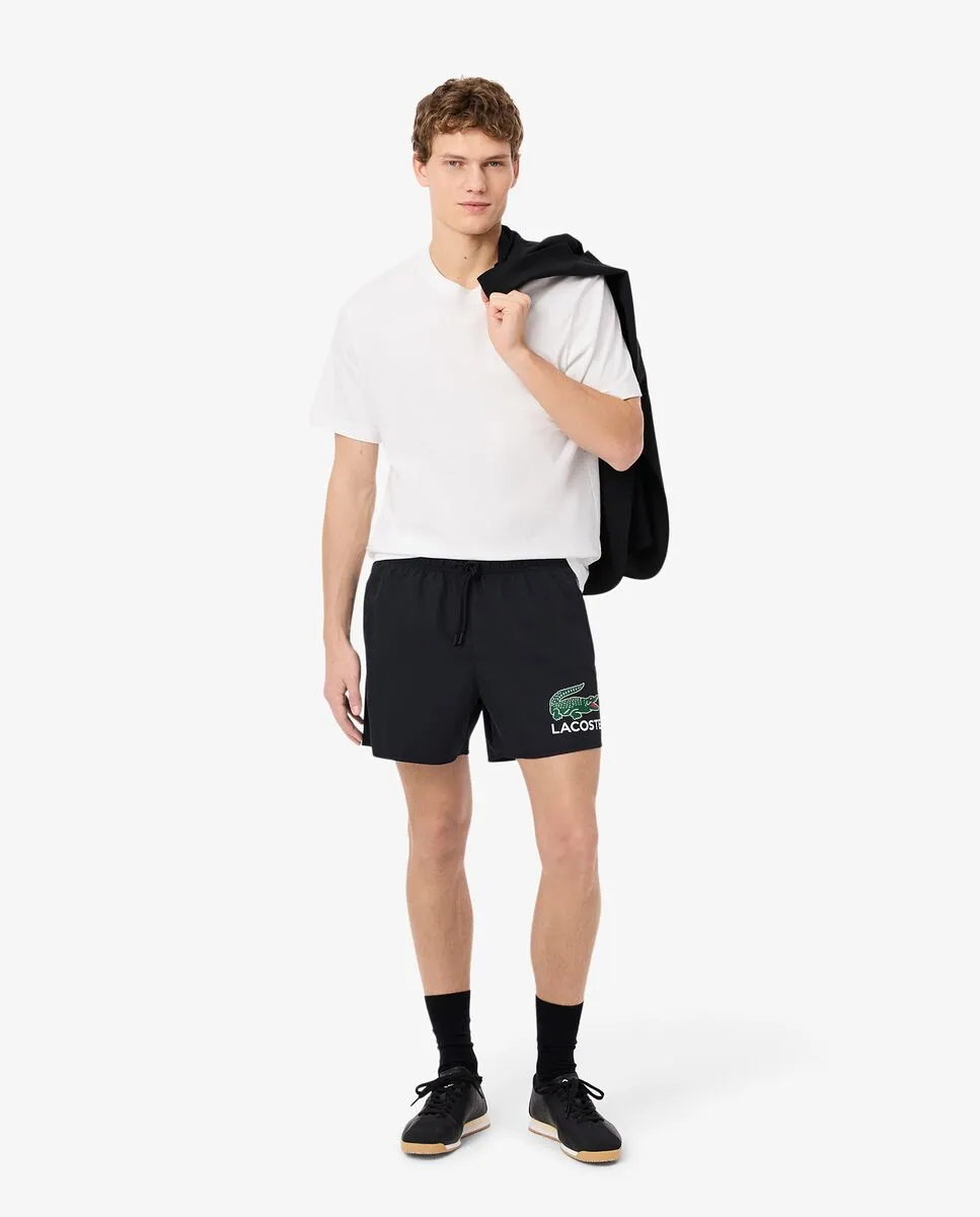 LACOSTE Croc Print Swim Trunks Black