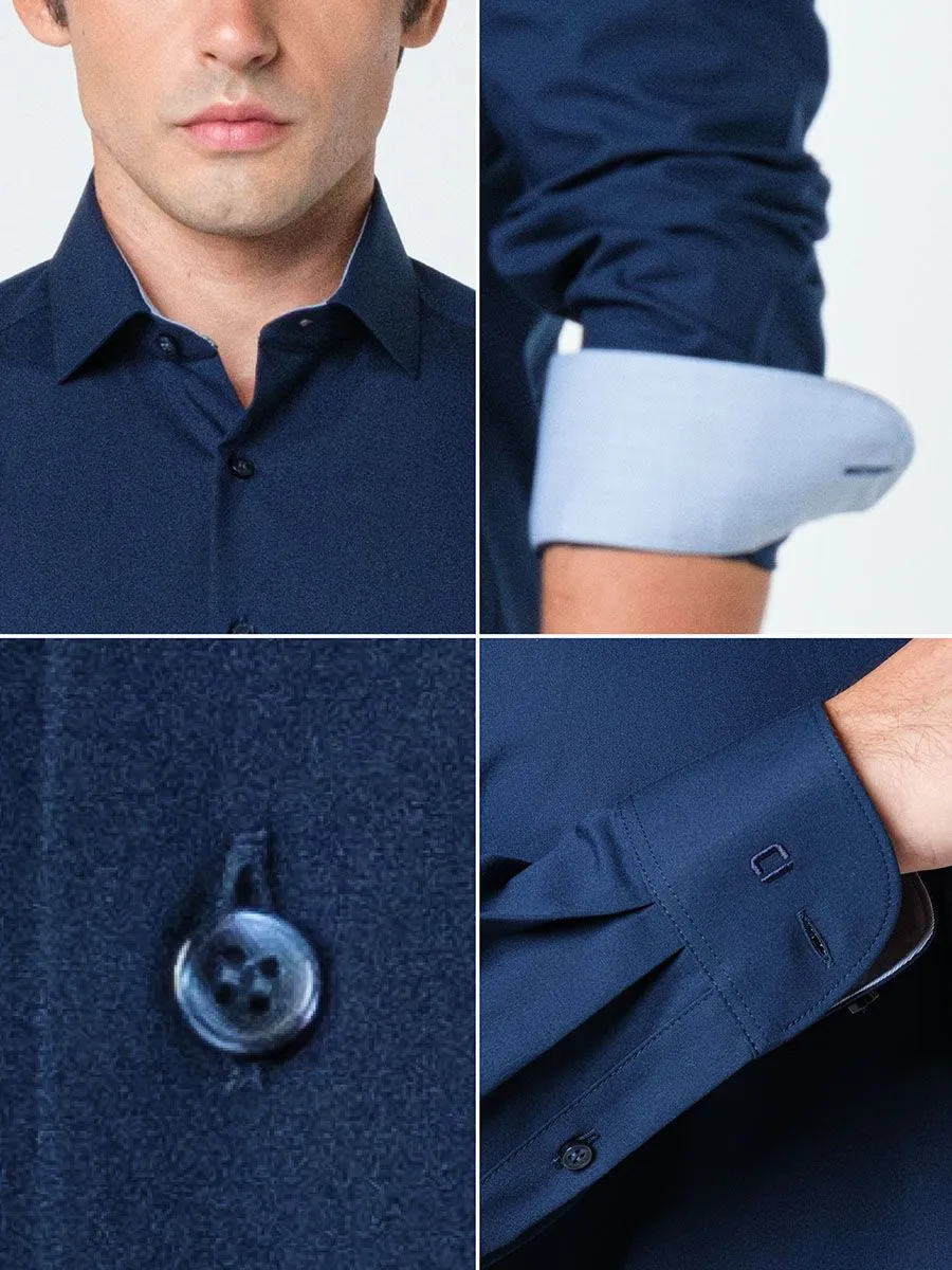 OLYMP CLIMATE CONTROL - MEN SHIRT LONG SLEEVES BODY  FIT NAVY BLUE